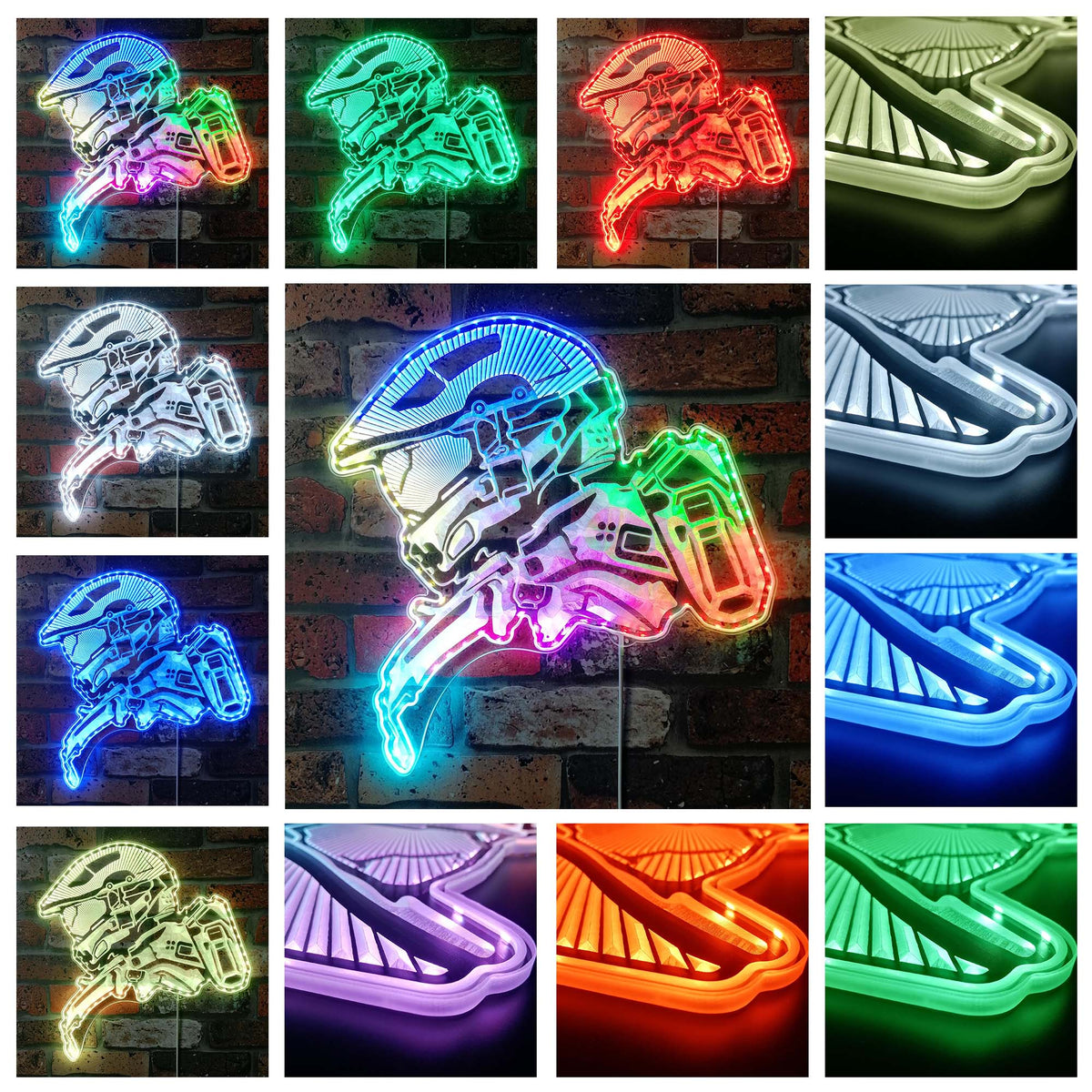 Halo Master Chief Dynamic RGB Edge Lit LED Sign | LED LAB CAVE