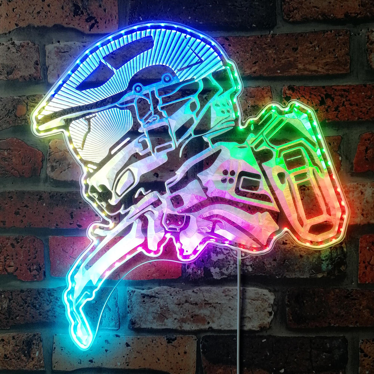 Halo Master Chief Dynamic RGB Edge Lit LED Sign | LED LAB CAVE