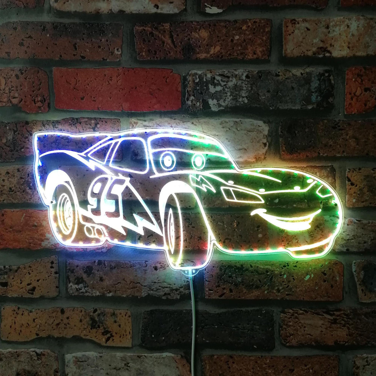 Lightning McQueen Dynamic RGB Edge Lit LED Sign | LED LAB CAVE