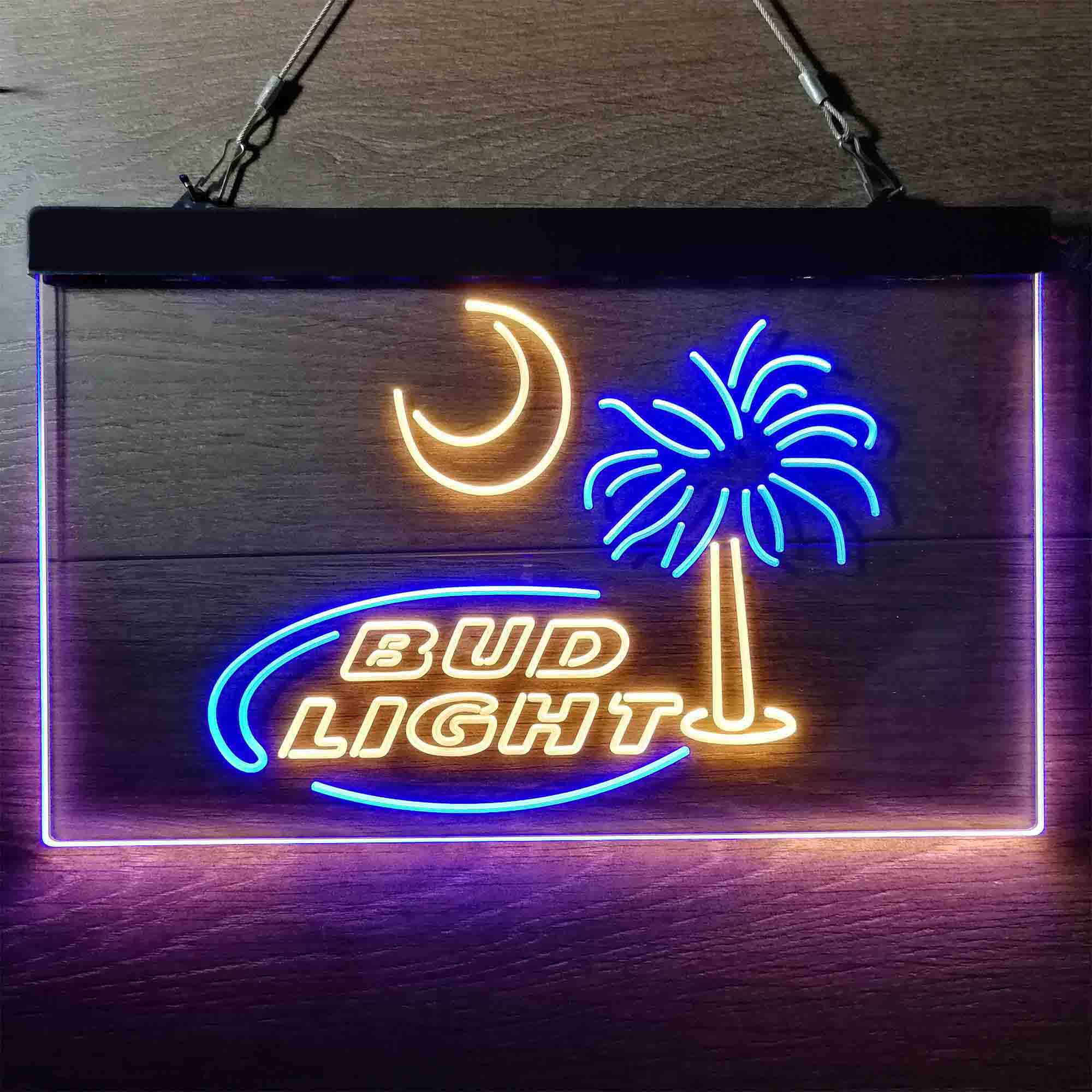 Bud Light Palm Tree with Moon Neon LED Sign