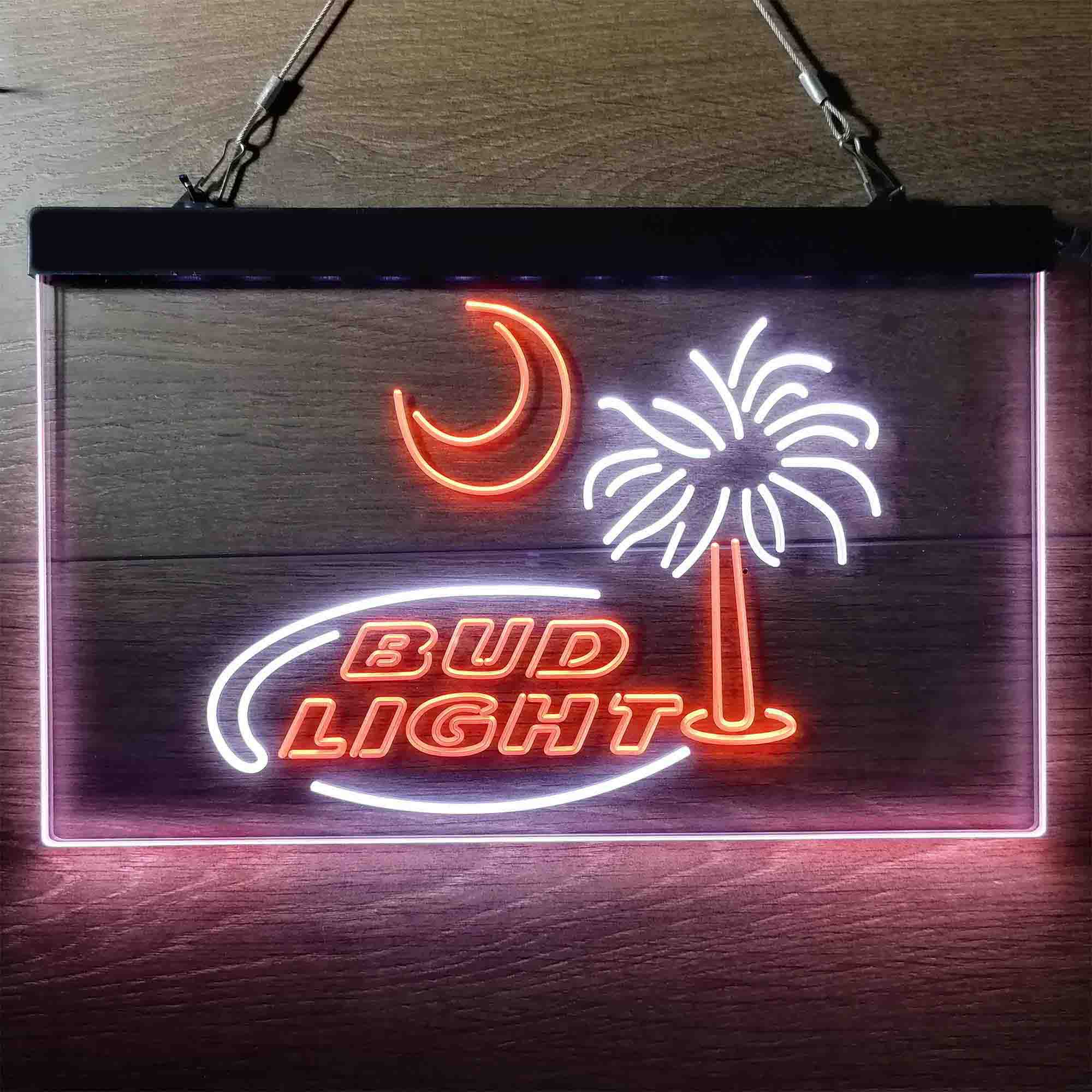 Bud Light Palm Tree with Moon Neon LED Sign