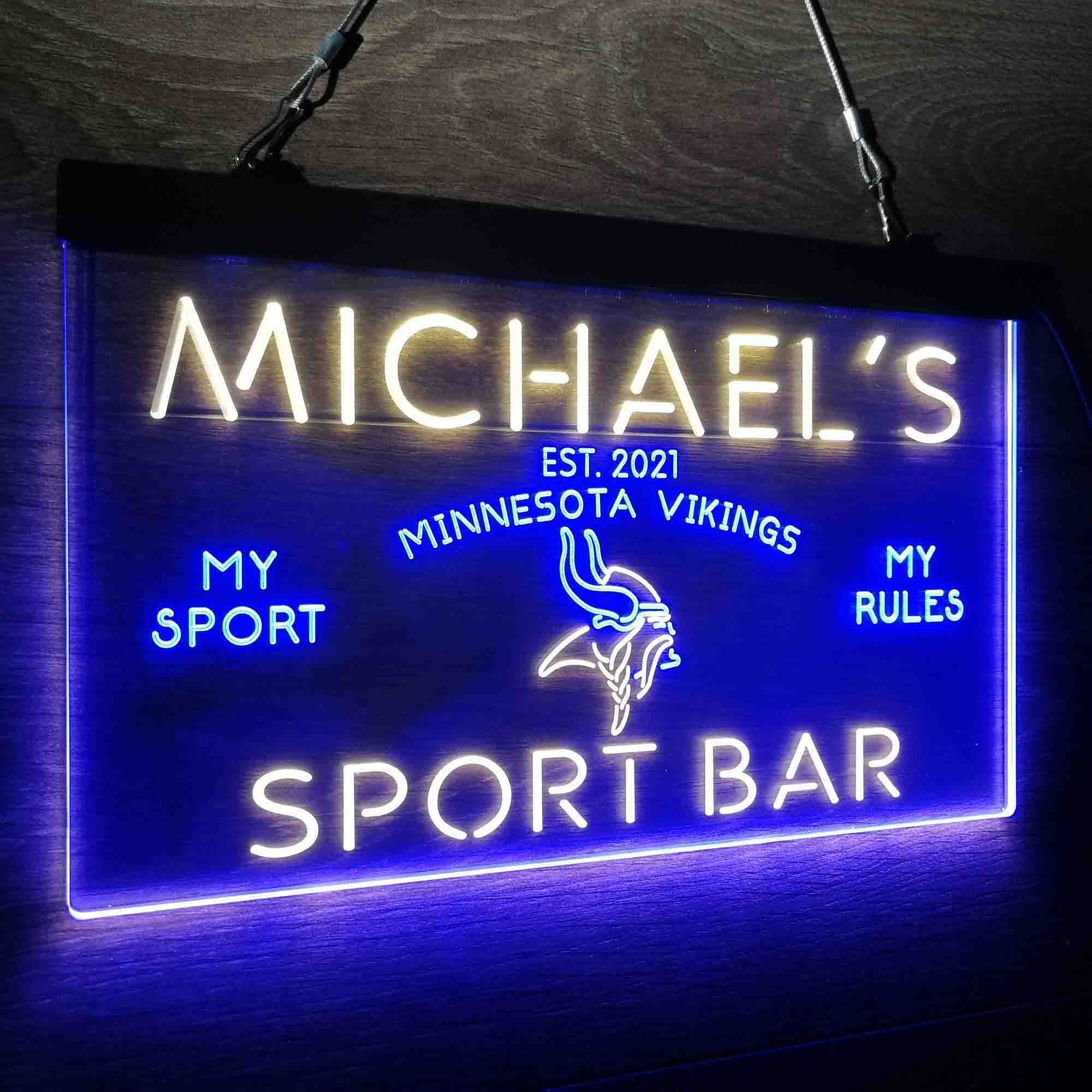 Custom Name Minnesotas Vikings Home Bar Neon LED Sign