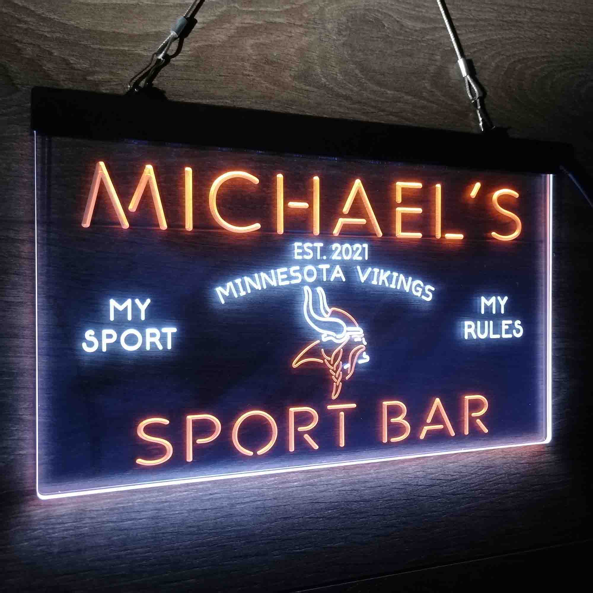 Custom Name Minnesotas Vikings Home Bar Neon LED Sign