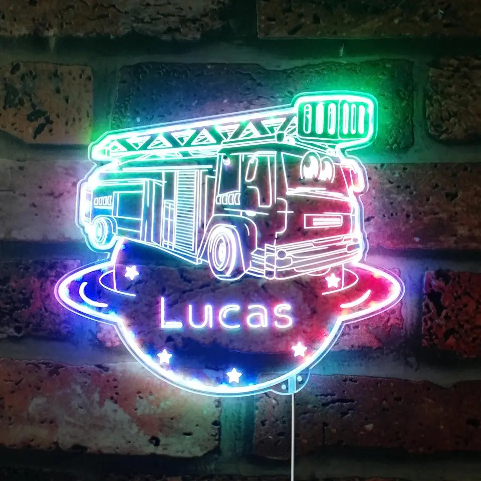 Personalized Fire Truck RGB Dynamic Glam LED Sign