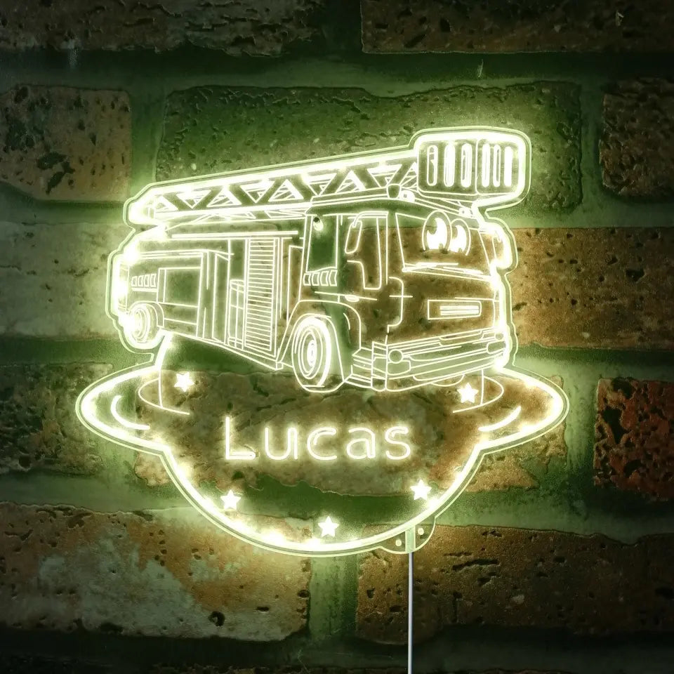 Led Fire Sign Personalized Fire Truck RGB Dynamic Glam LED Sign