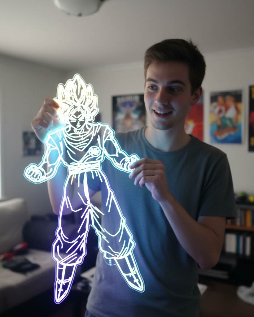 Dragonball Goku Supersaiyan Neon RGB Edge Lit LED Sign