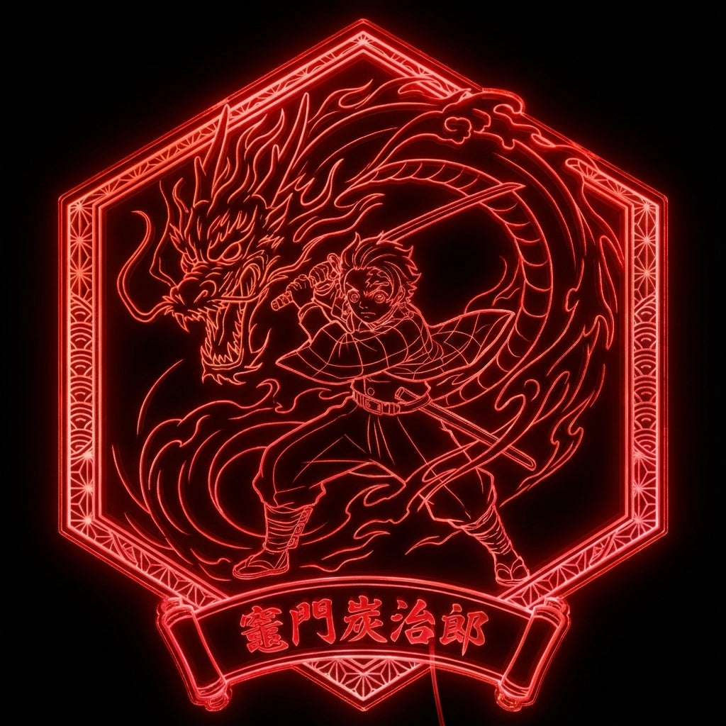 Demon Slayer Tanjiro Dynamic RGB Edge Lit LED Sign | LEDLABCAVE