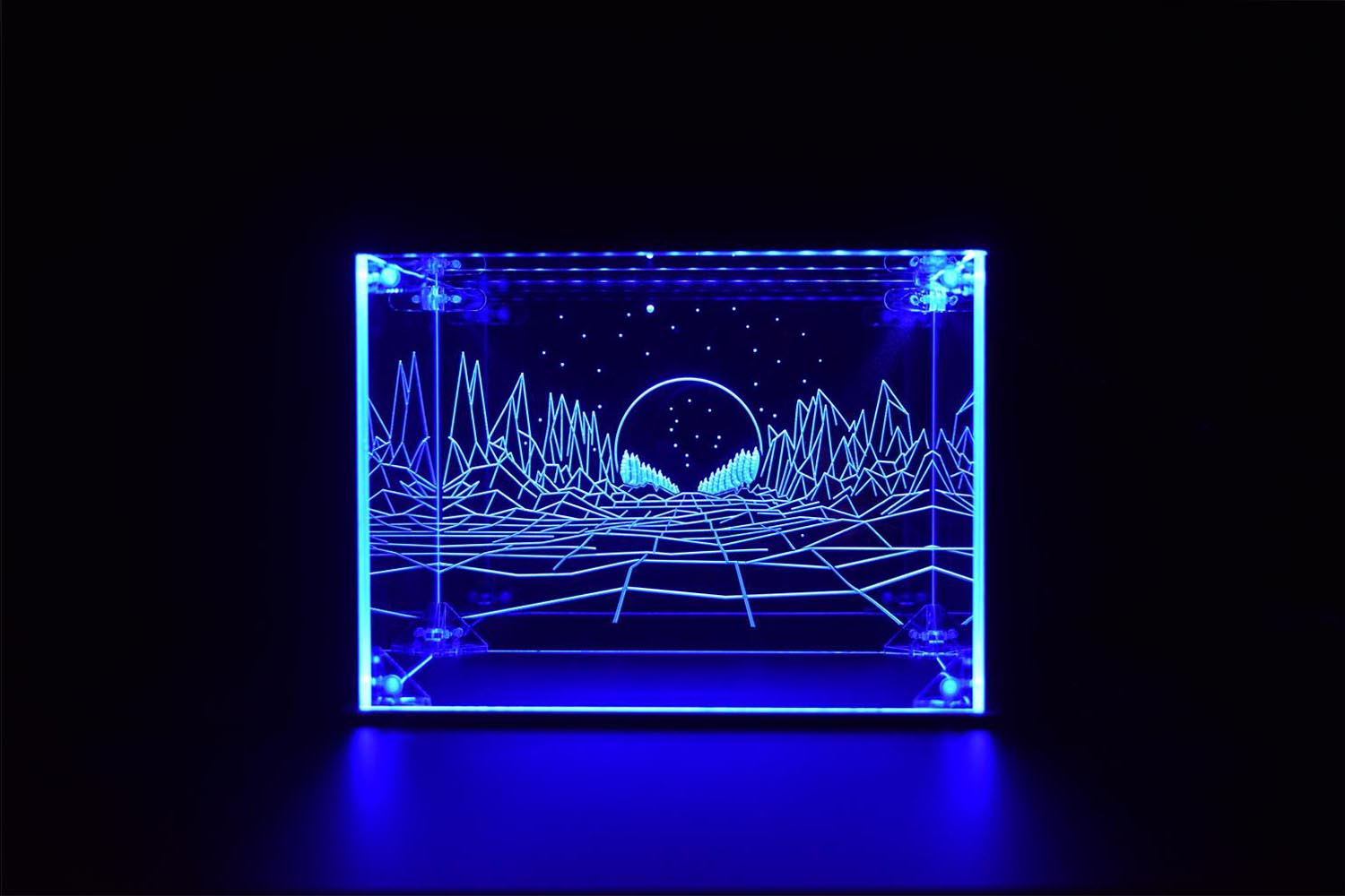 Geometric Mount LED Display Case for Diecast Scale Cars, Lego