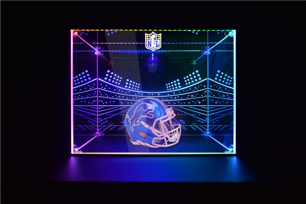 Detroit Lions Football Helmet LED Light Display Case | Football Memora