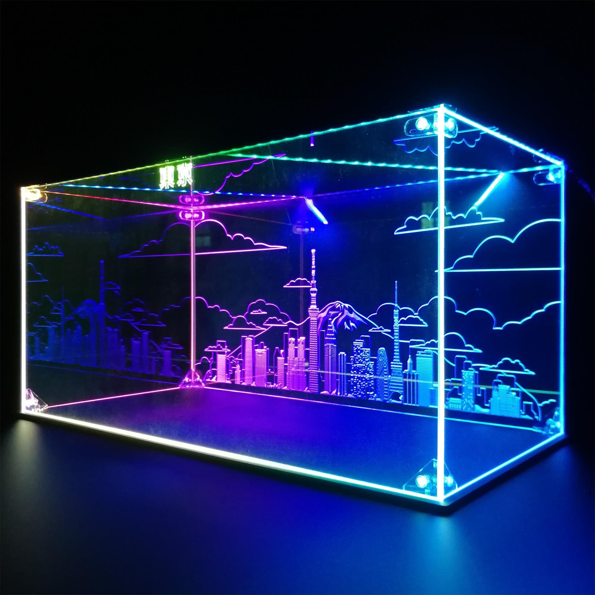 Tokyo Skyline LED Display Case for Diecast Scale Cars, Lego, Action Figures