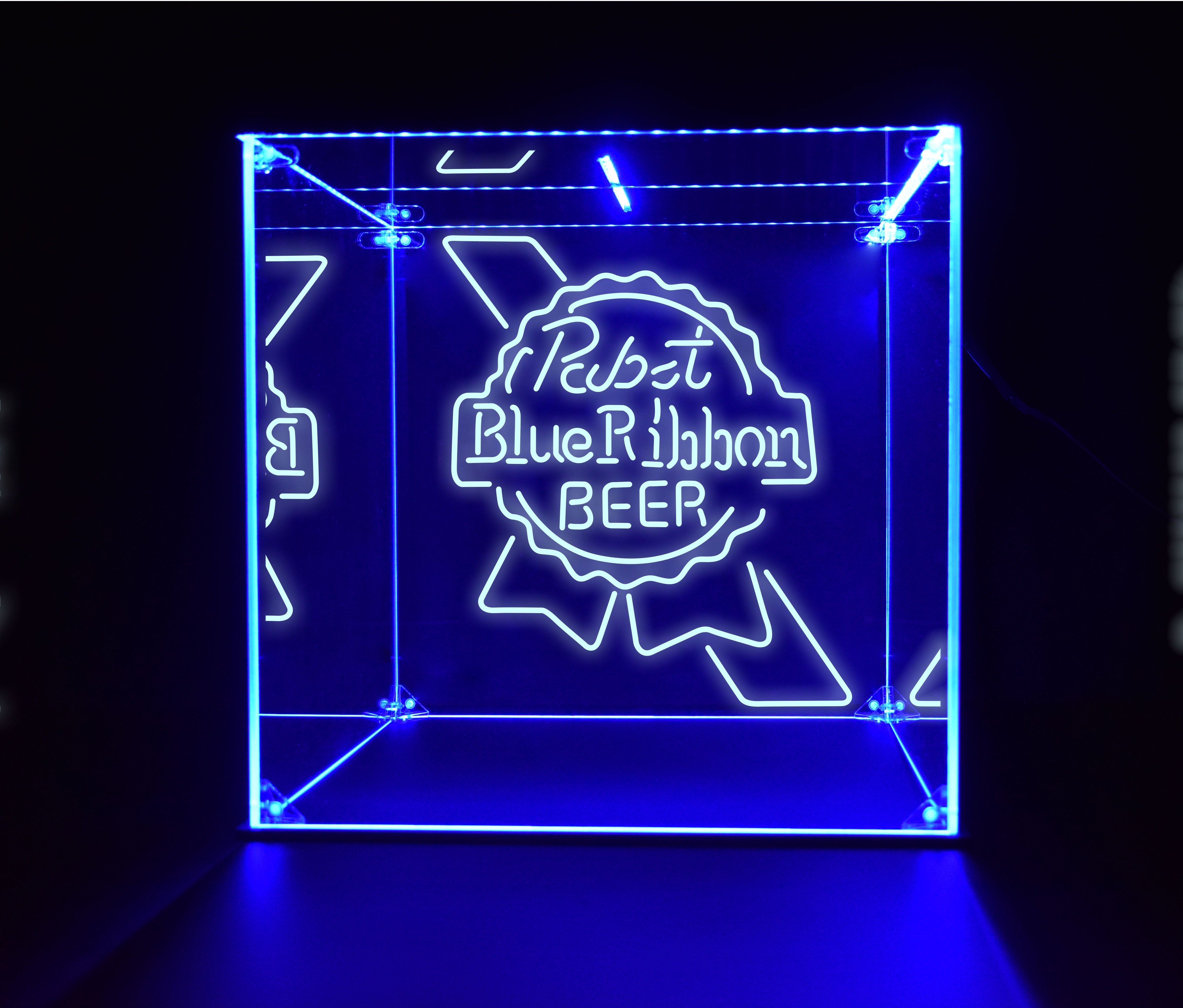 Wine, Champagne, Liquor, Beverage Bottle LED Display Case, Pabst,Blue Ribbon Collection