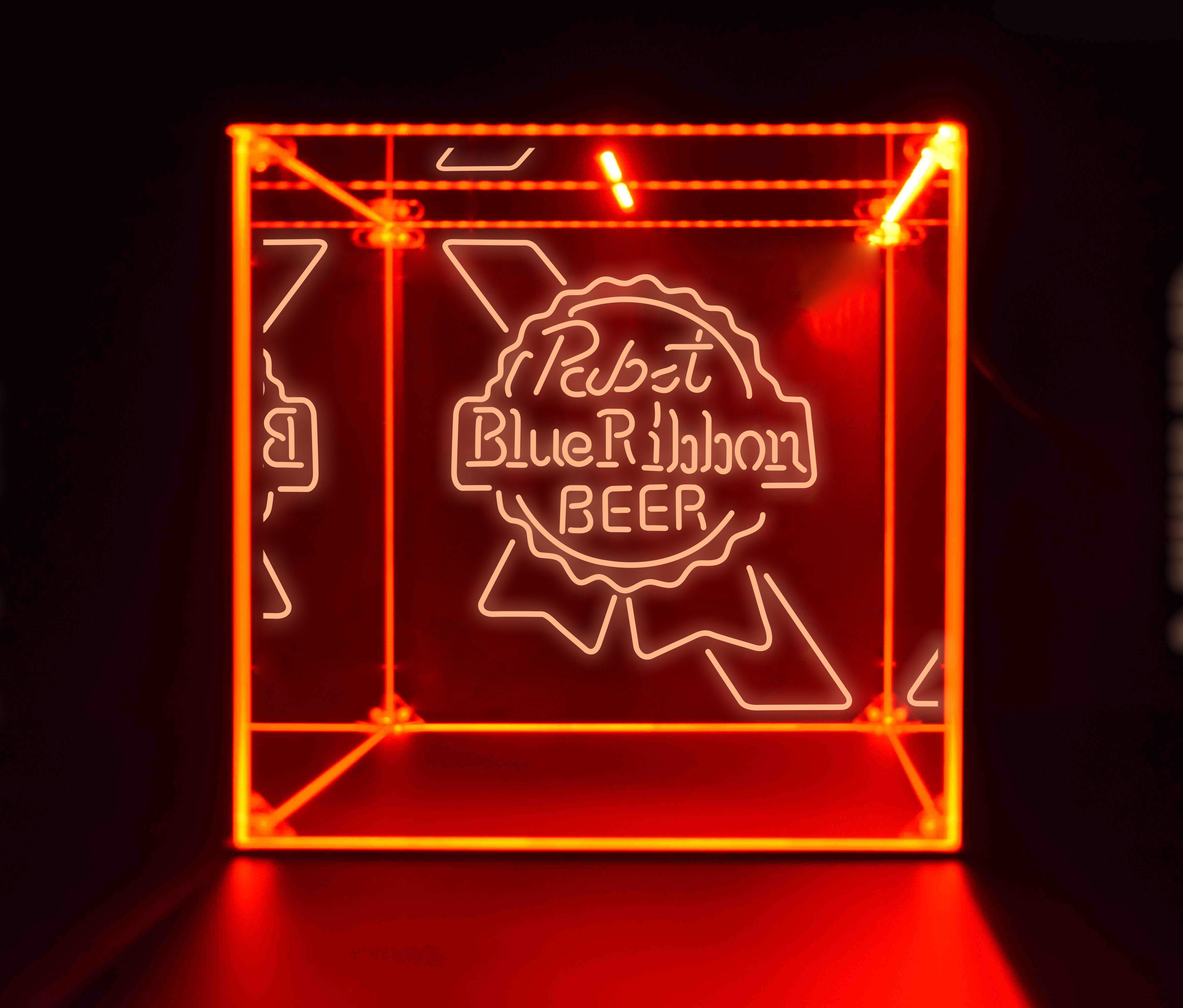 Wine, Champagne, Liquor, Beverage Bottle LED Display Case, Pabst,Blue Ribbon Collection