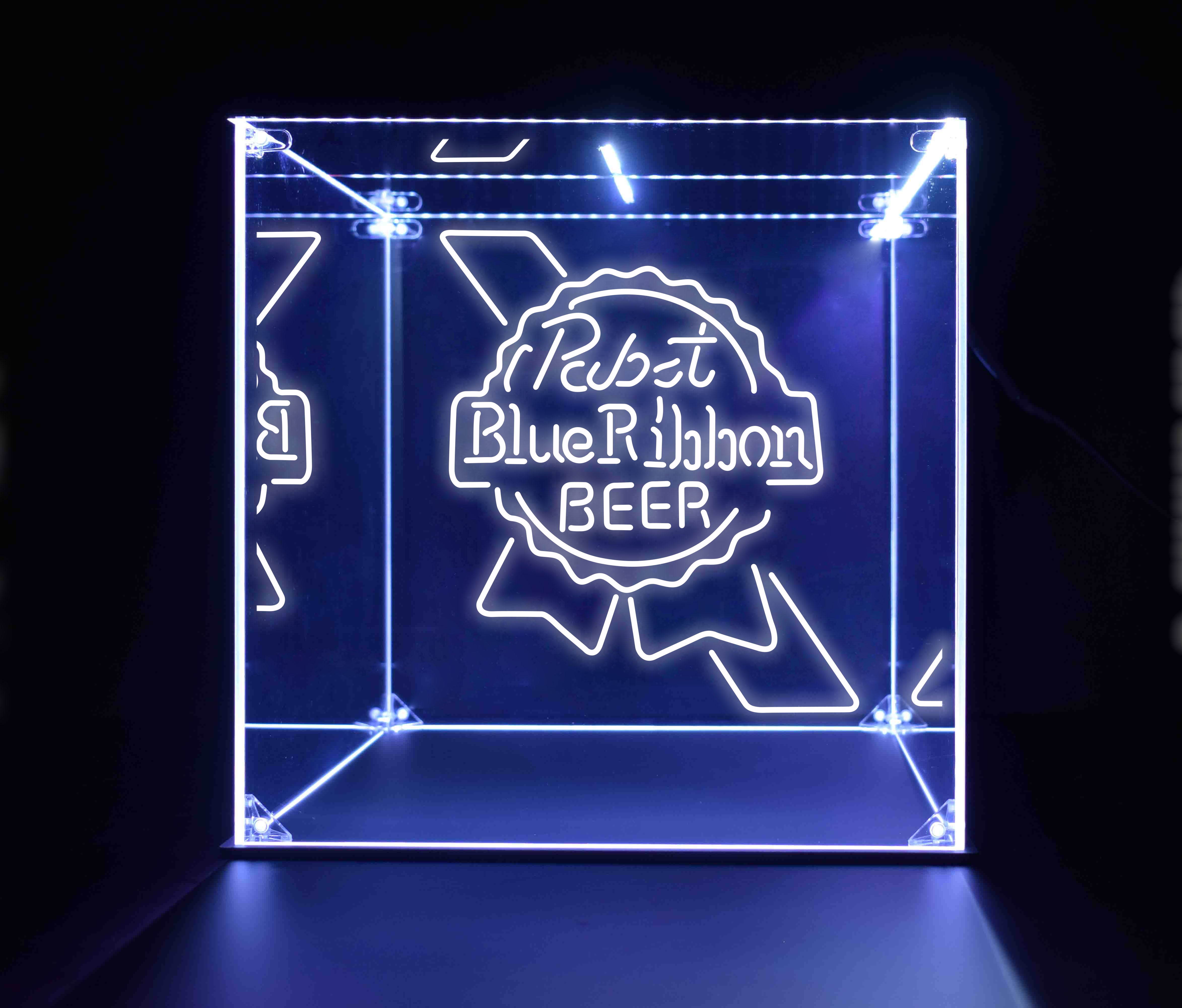 Wine, Champagne, Liquor, Beverage Bottle LED Display Case, Pabst,Blue Ribbon Collection