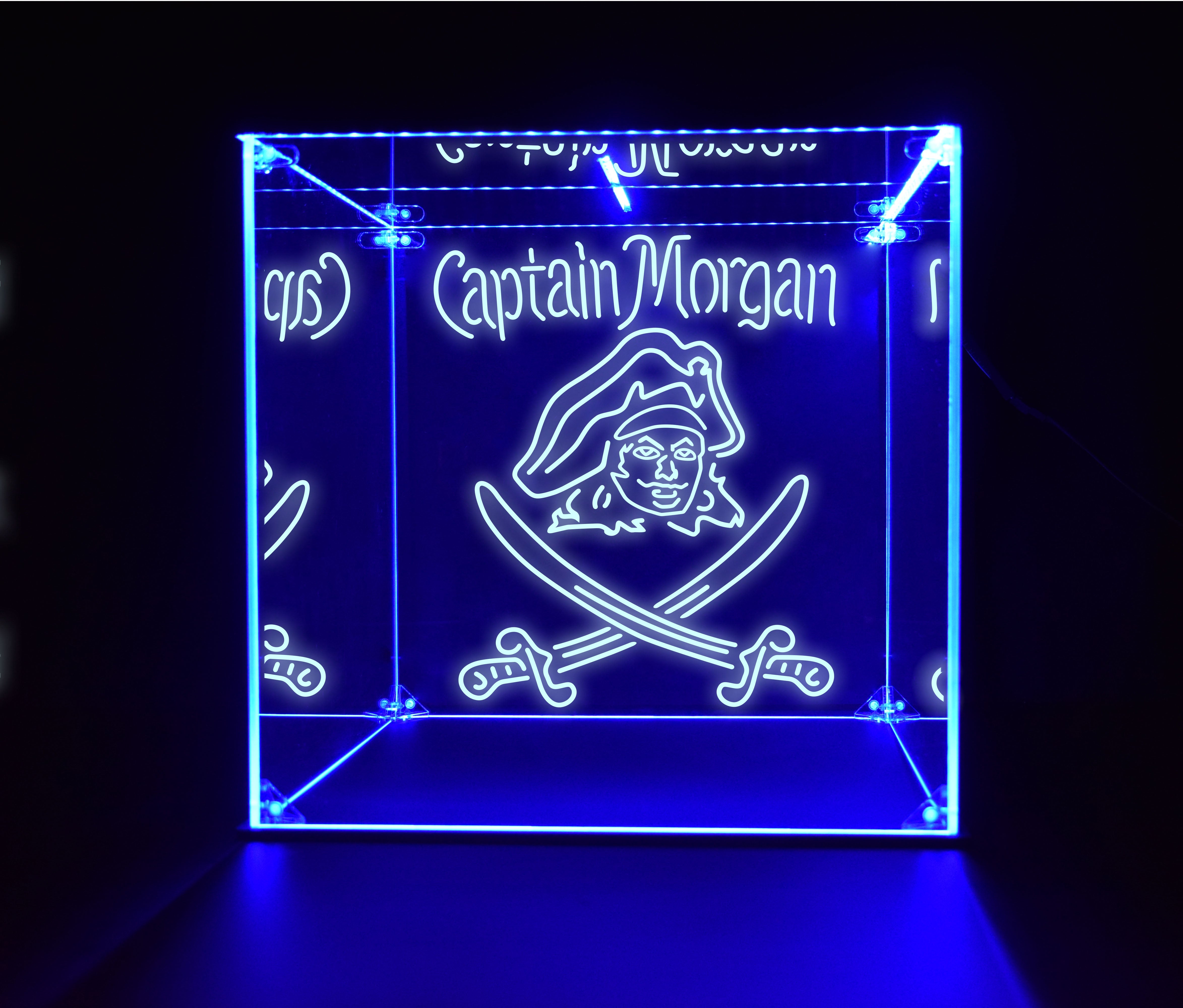 Wine, Champagne, Liquor, Beverage Bottle LED Display Case, Captain Morgan Collection