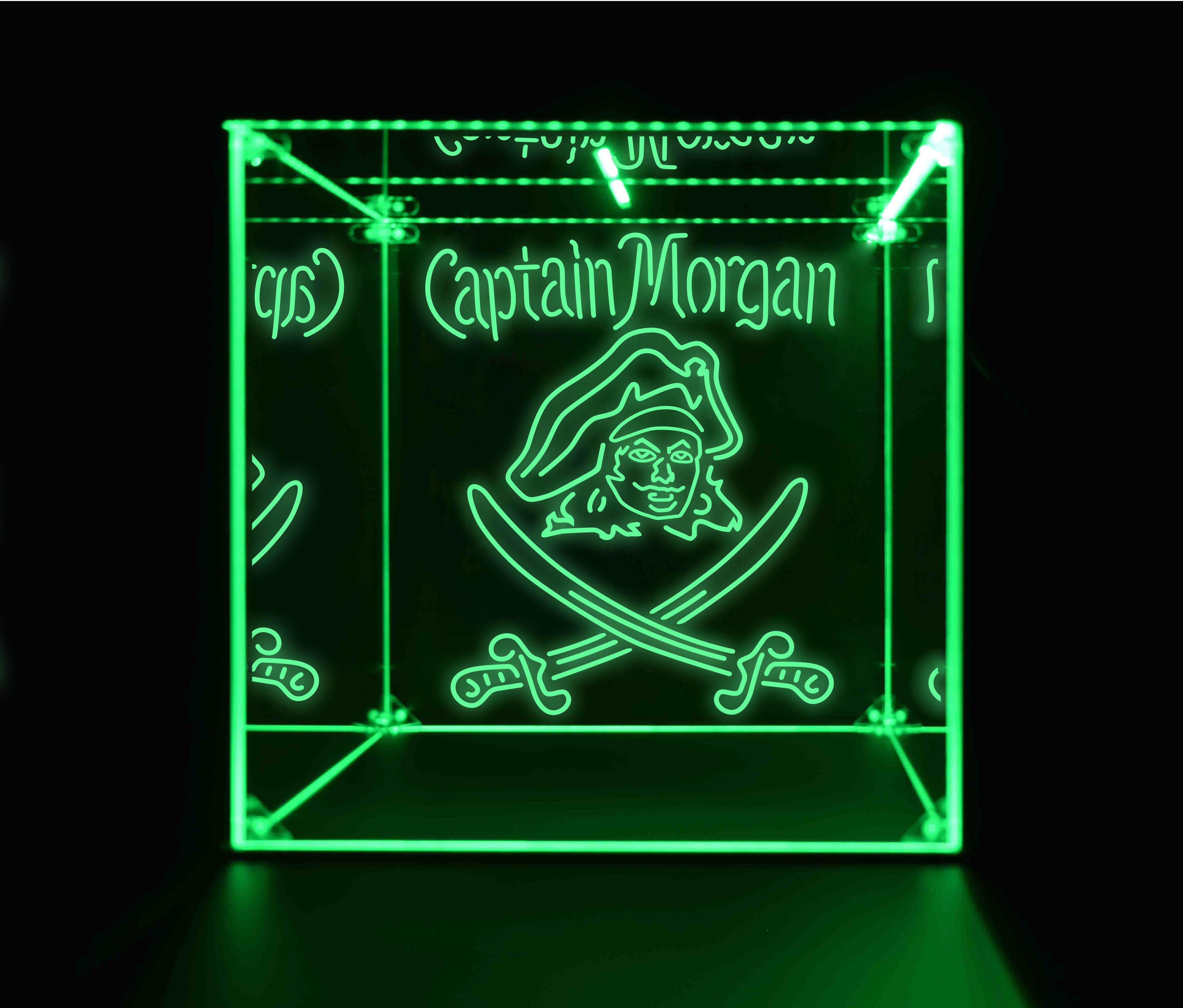 Wine, Champagne, Liquor, Beverage Bottle LED Display Case, Captain Morgan Collection