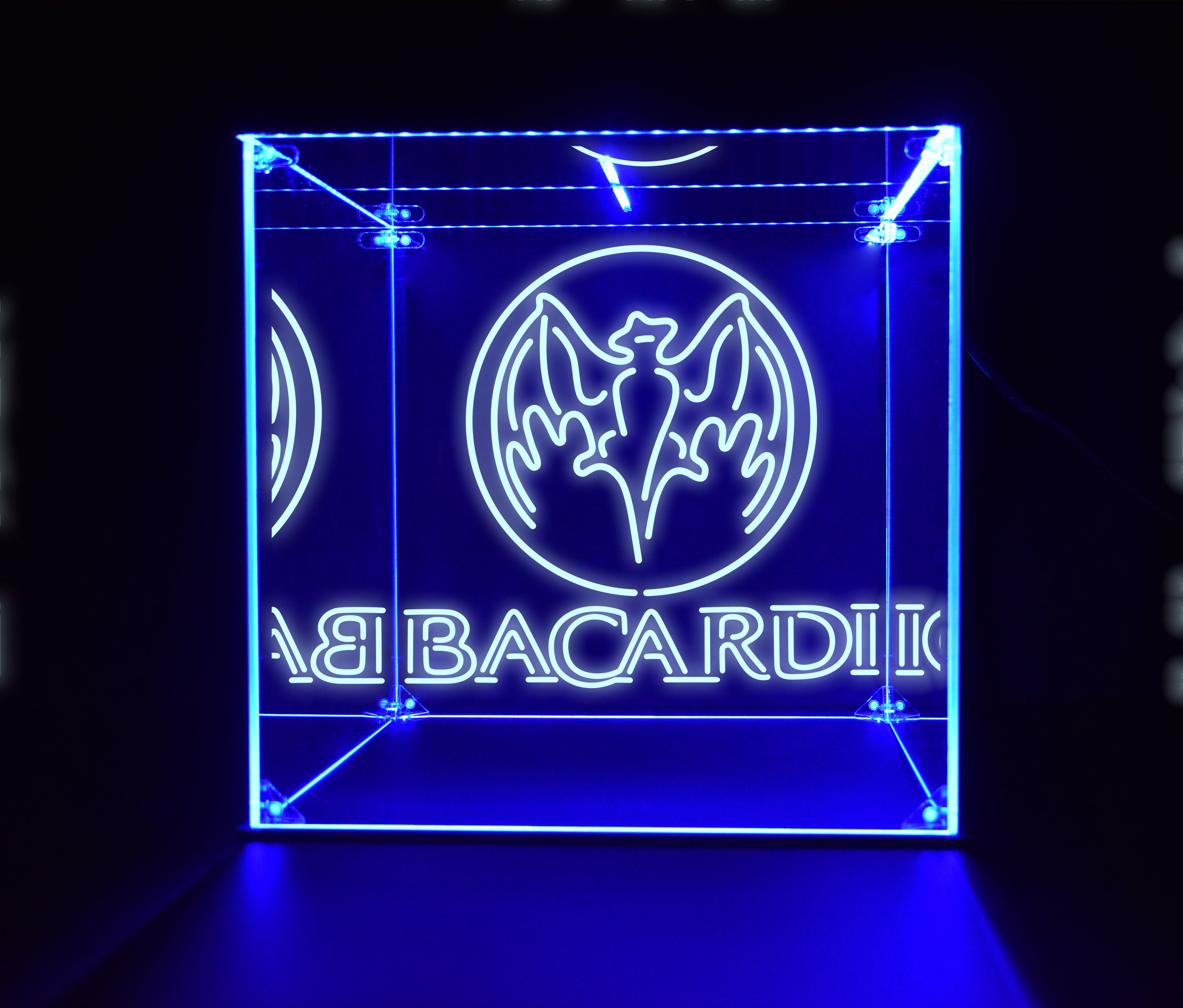 Wine, Champagne, Liquor, Beverage Bottle LED Display Case, Bacardi Collection