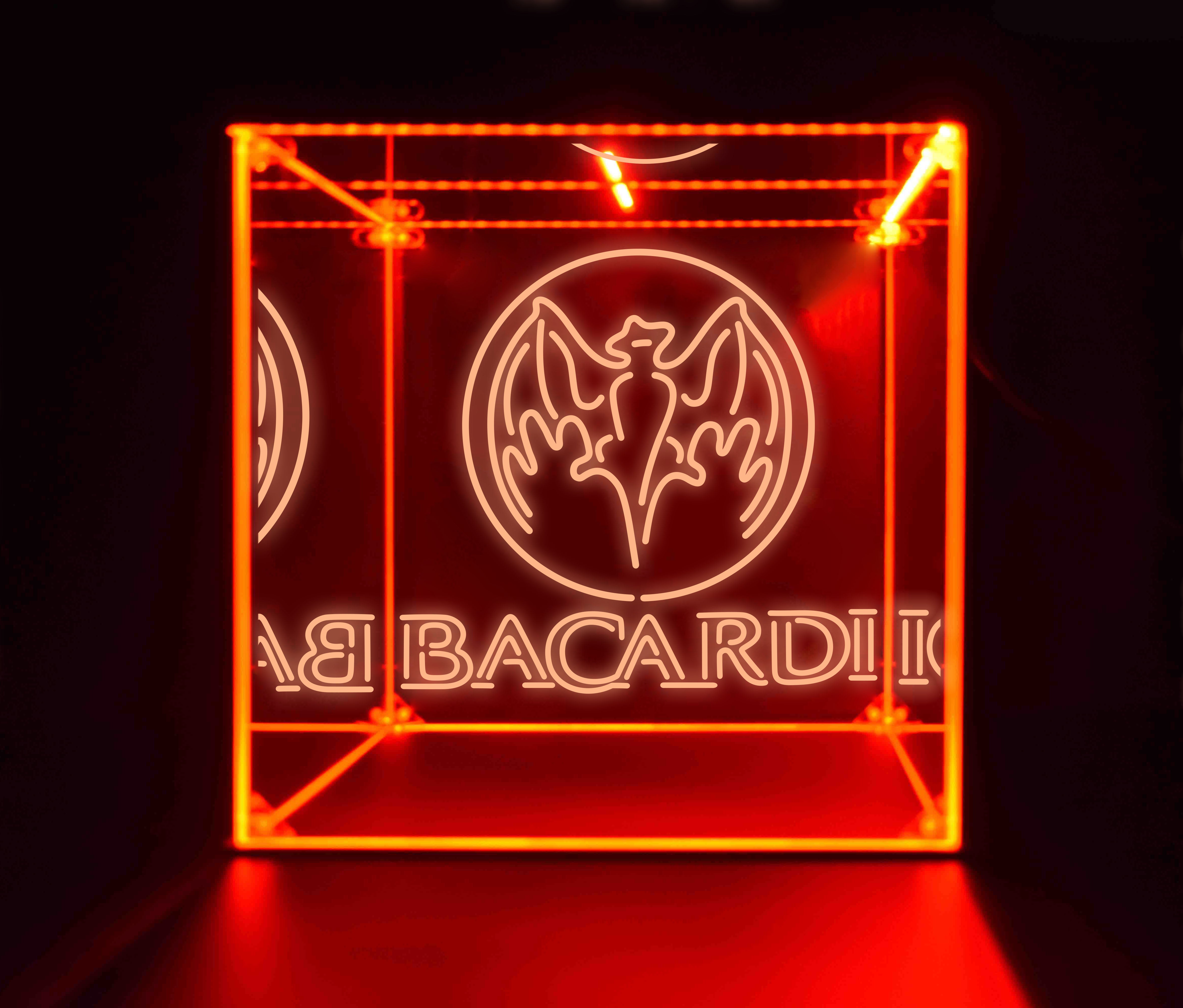 Wine, Champagne, Liquor, Beverage Bottle LED Display Case, Bacardi Collection