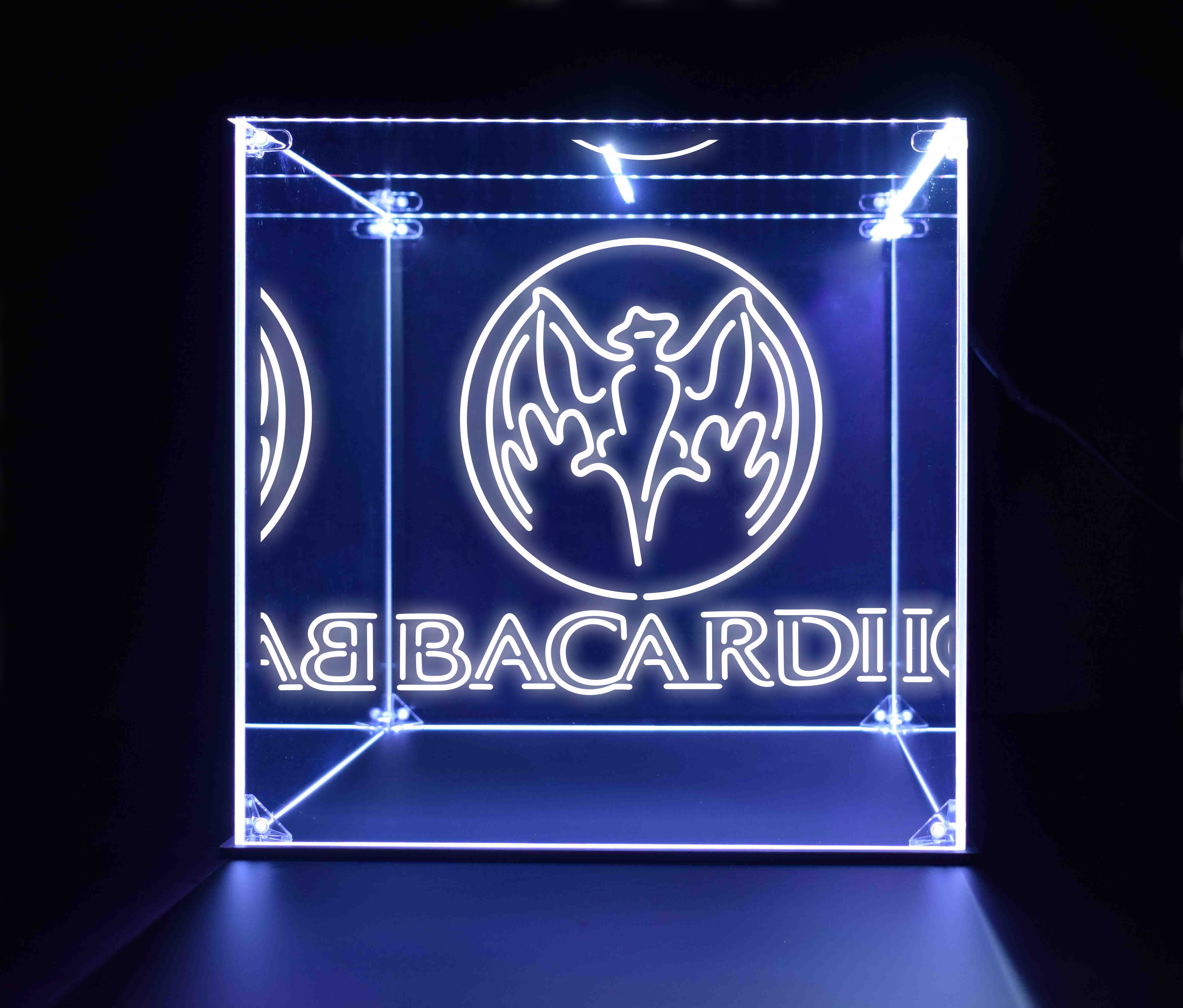 Wine, Champagne, Liquor, Beverage Bottle LED Display Case, Bacardi Collection