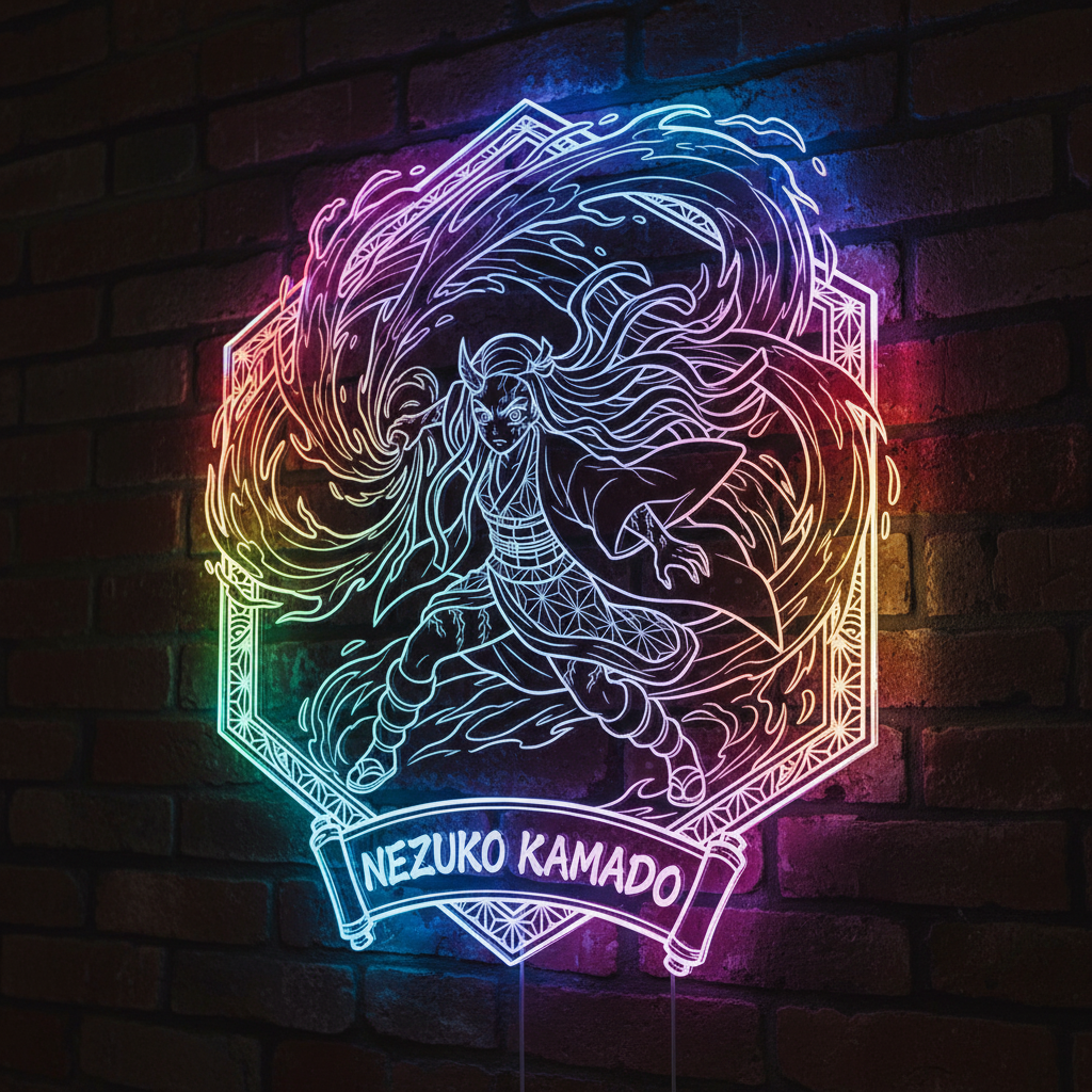 Demon Slayer Nezuko Kamado Neon LED Sign with Dynamic RGB Colors