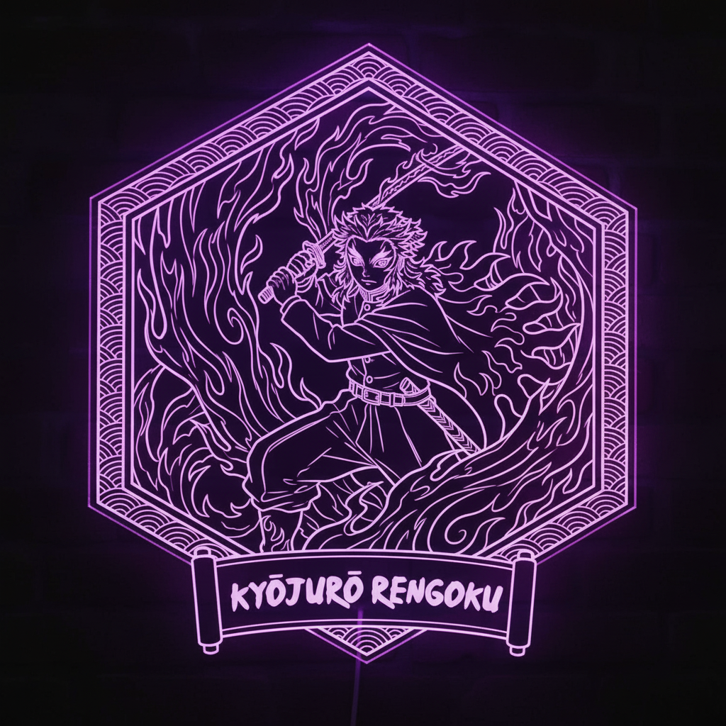 Demon Slayer Kyojuro Rengoku Neon LED Sign with Dynamic RGB Colors