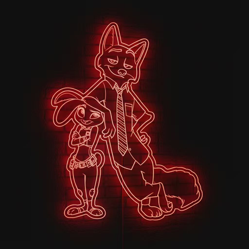 Zootopia Judy and Duke Dynamic RGB Edge Lit LED Sign | LEDLABCAVE