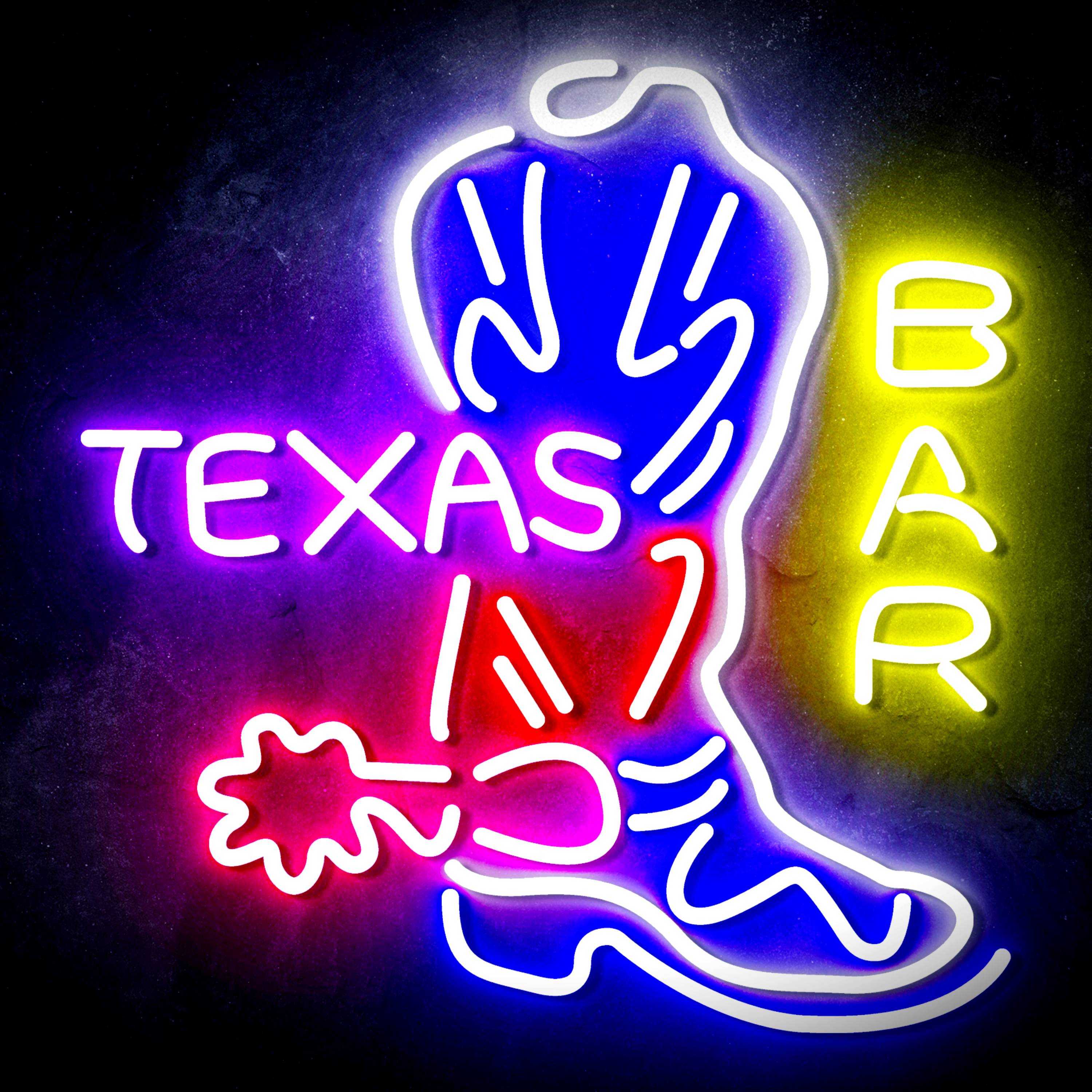 Texas Bar with Boot Flex Neon-like LED Sign