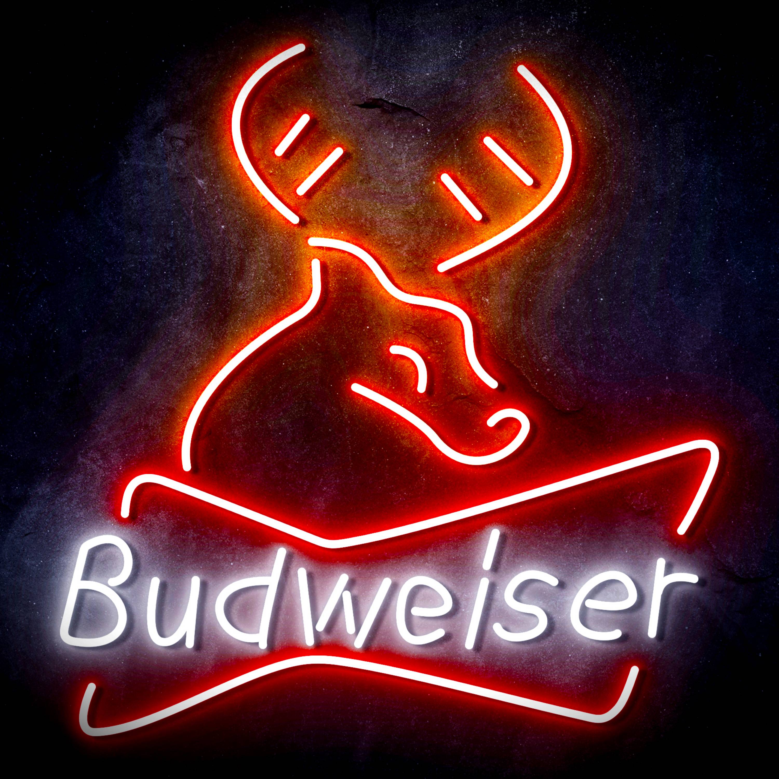 Budweiser with Deer Head Flex Neon-like LED Sign