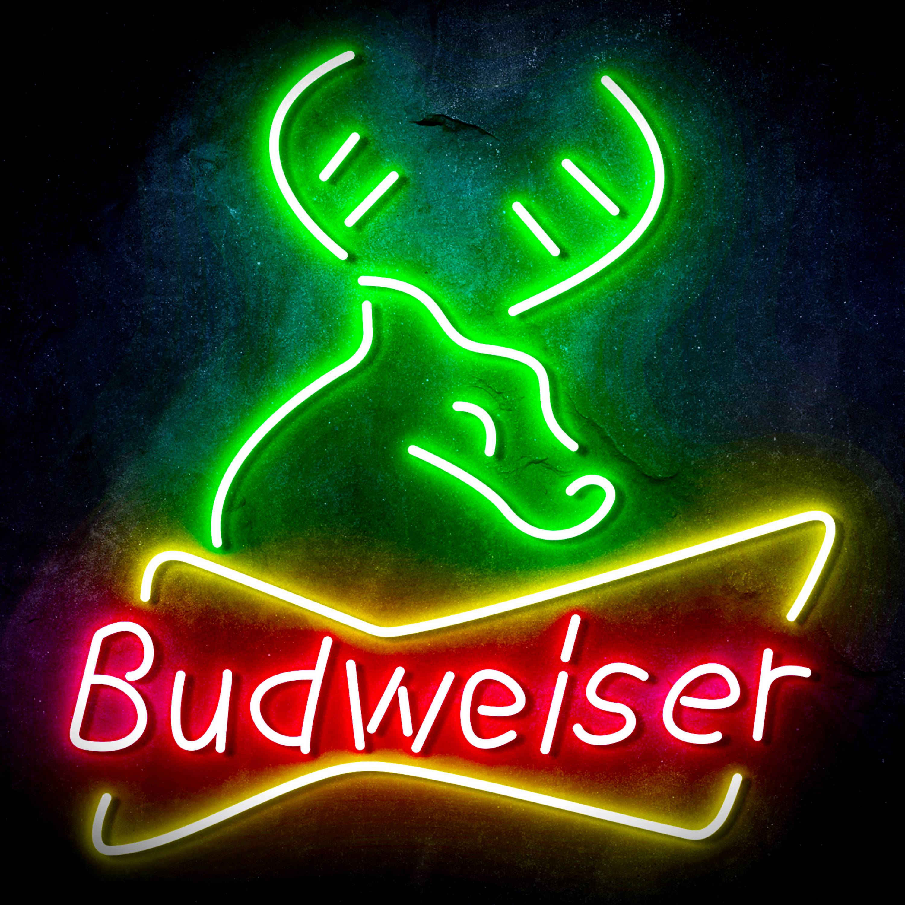 Budweiser with Deer Head Flex Neon-like LED Sign