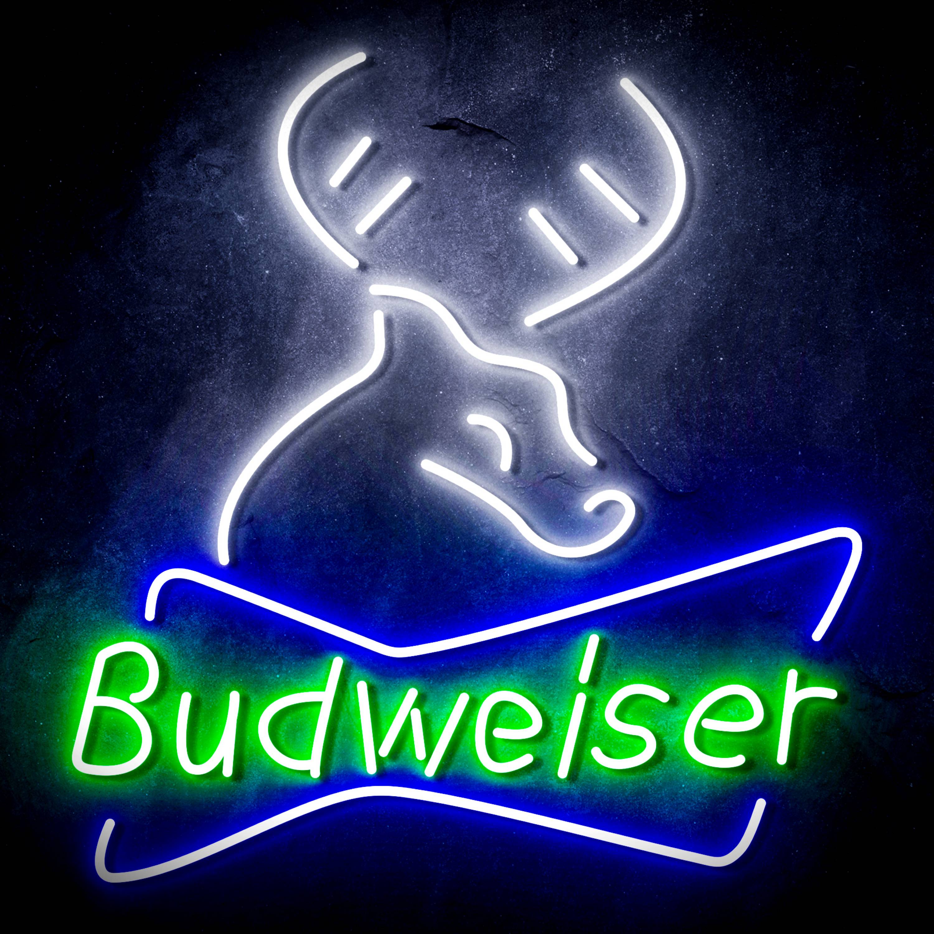 Budweiser with Deer Head Flex Neon-like LED Sign