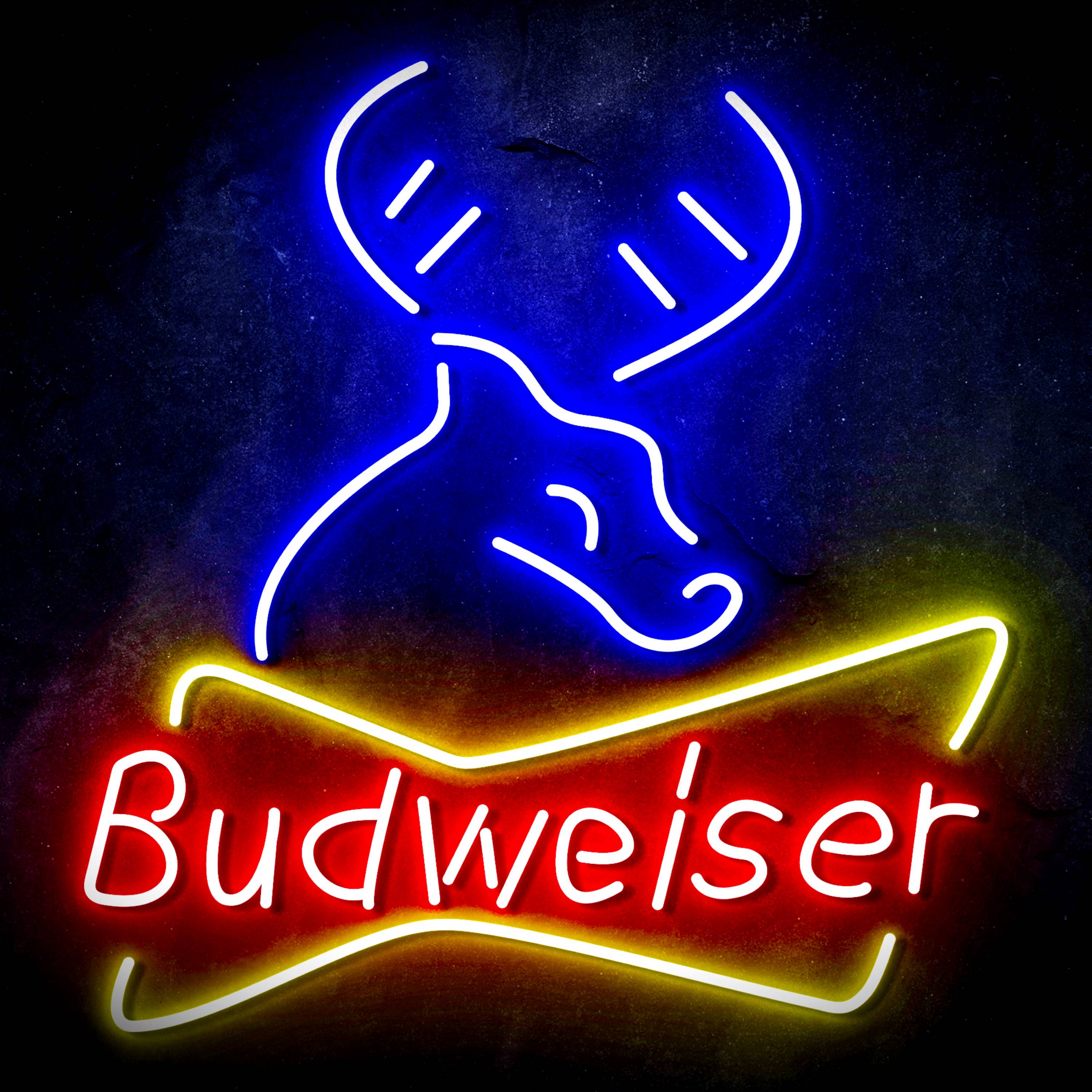 Budweiser with Deer Head Flex Neon-like LED Sign