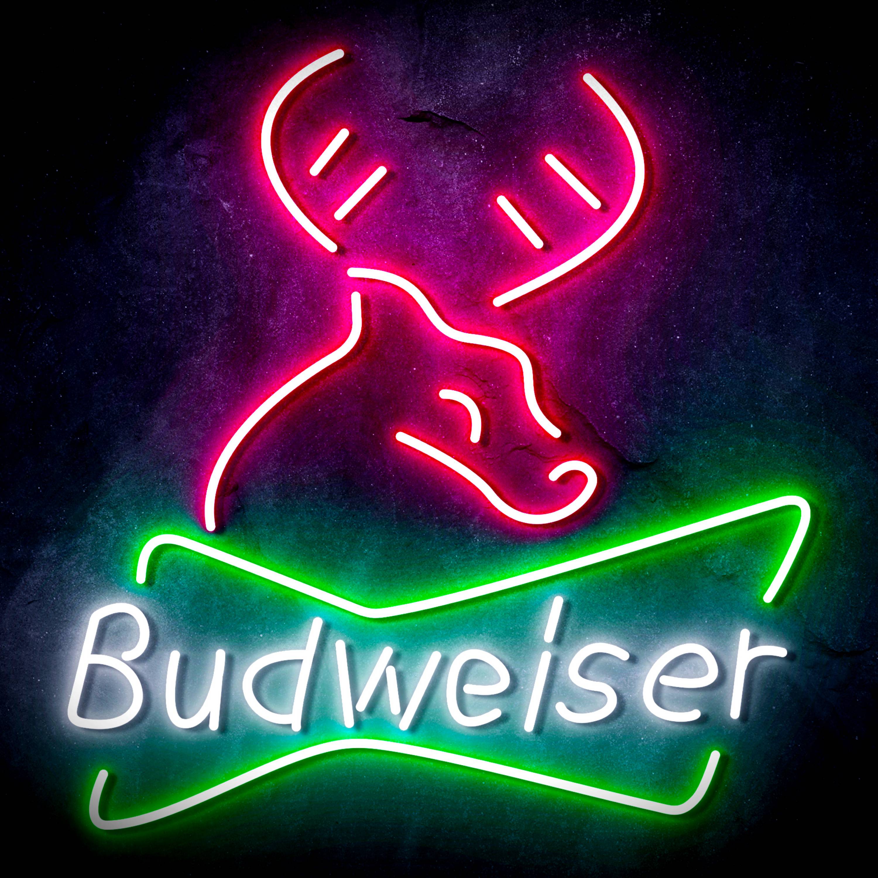 Budweiser with Deer Head Flex Neon-like LED Sign