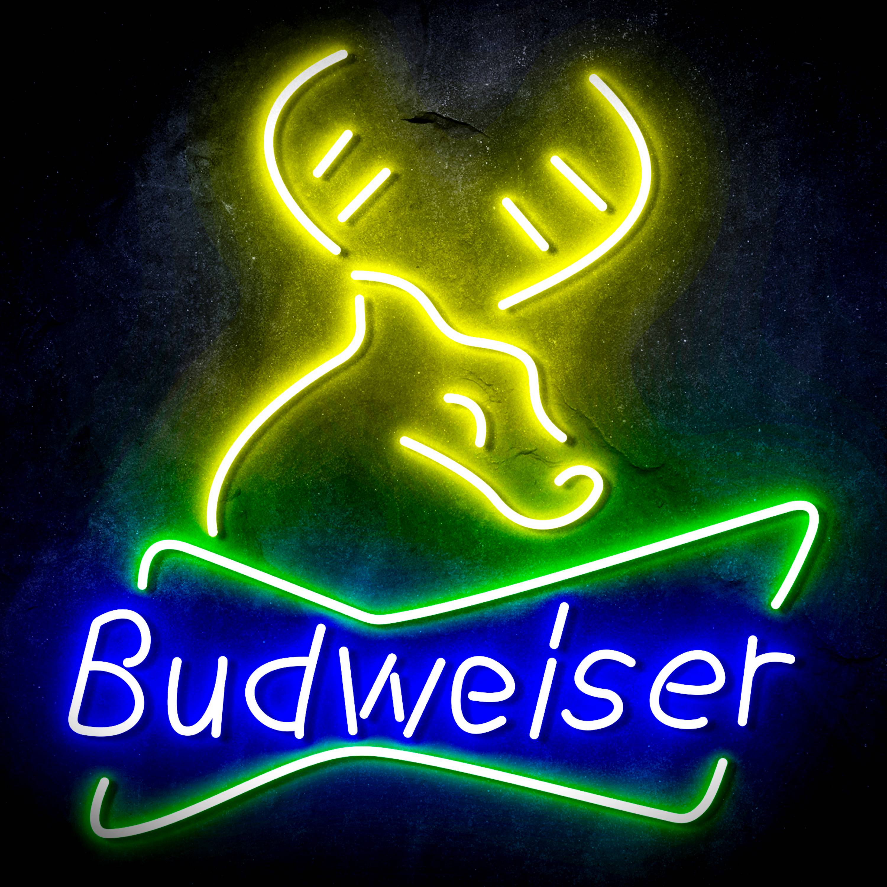 Budweiser with Deer Head Flex Neon-like LED Sign