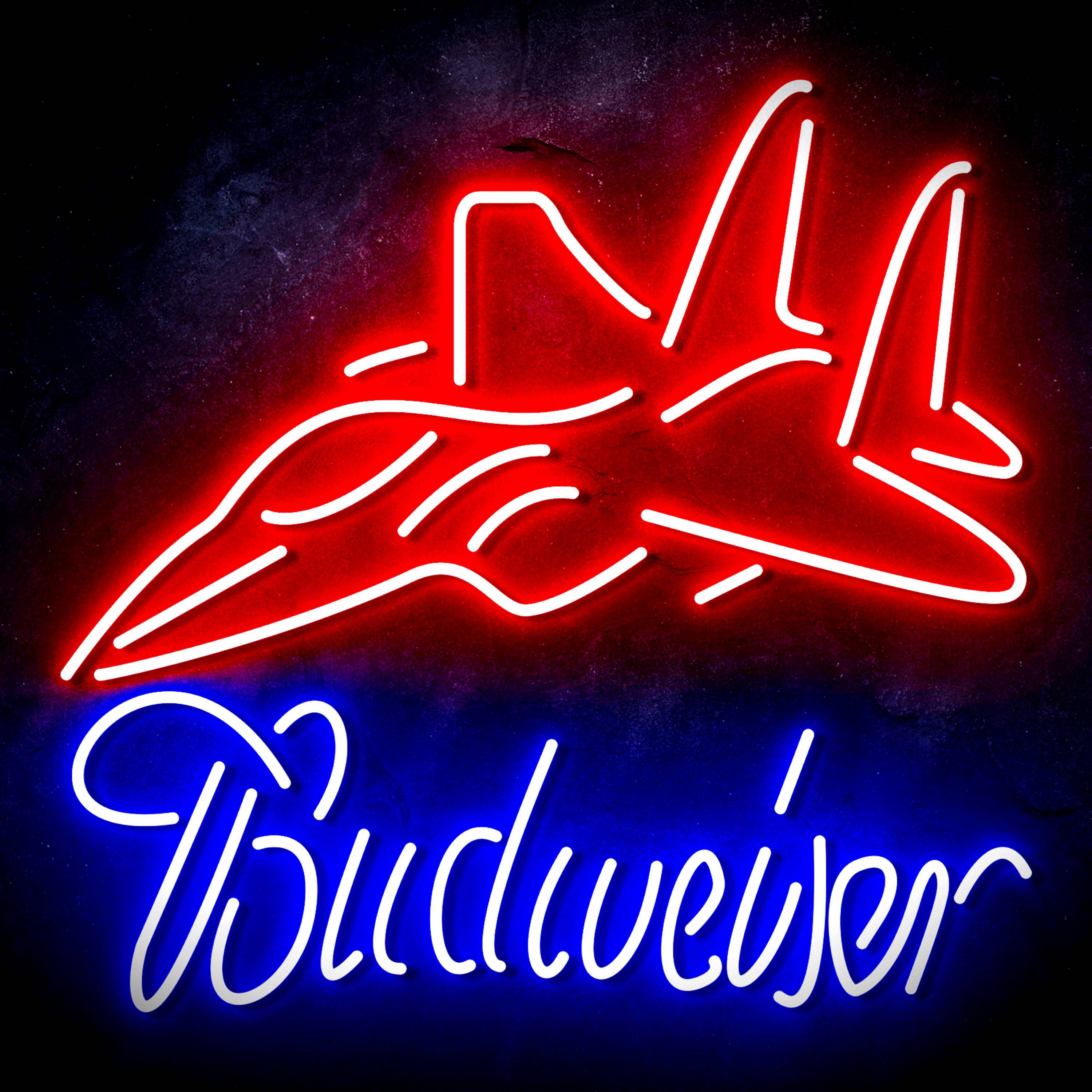 Budweiser with Jet Fighter Flex Neon-like LED Sign