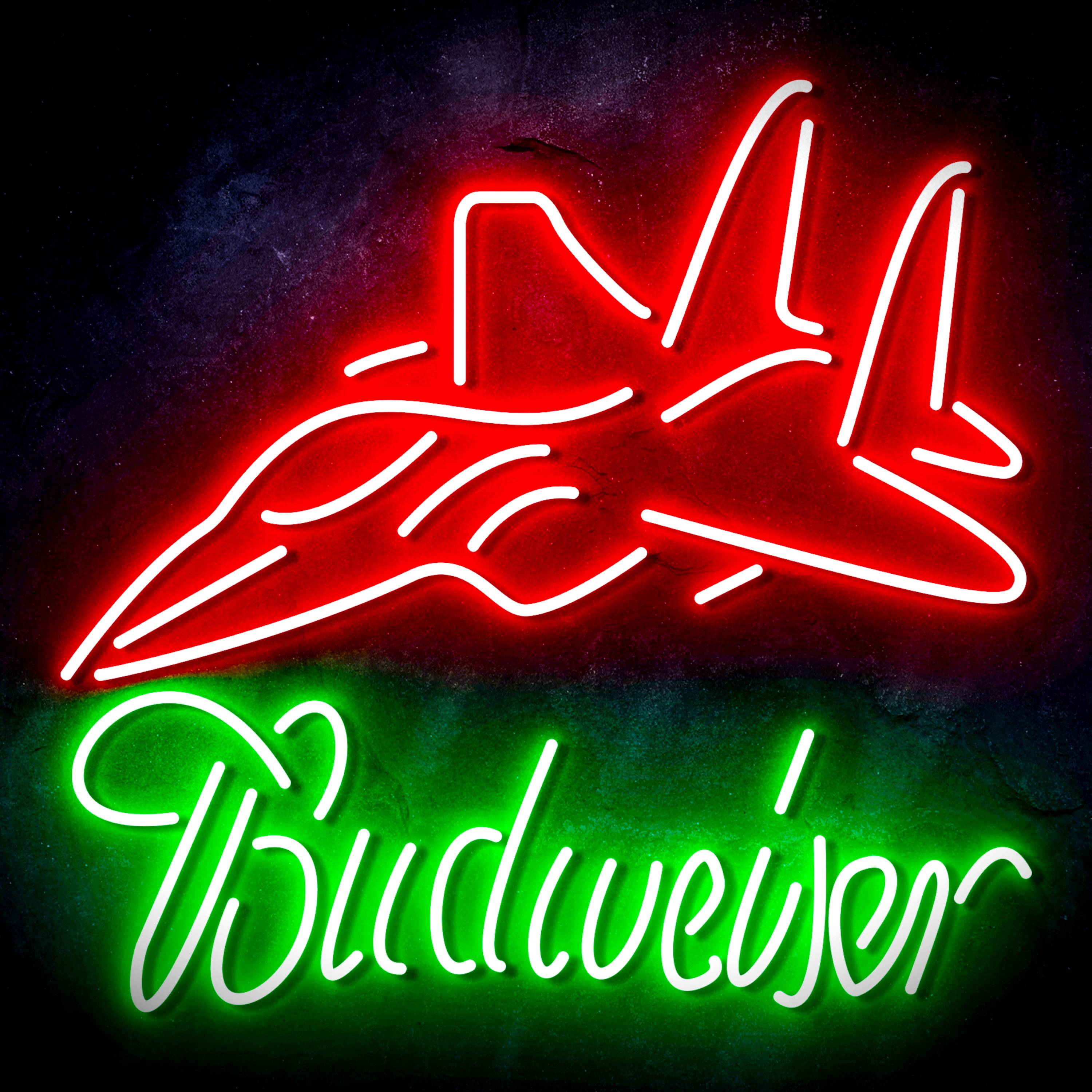 Budweiser with Jet Fighter Flex Neon-like LED Sign