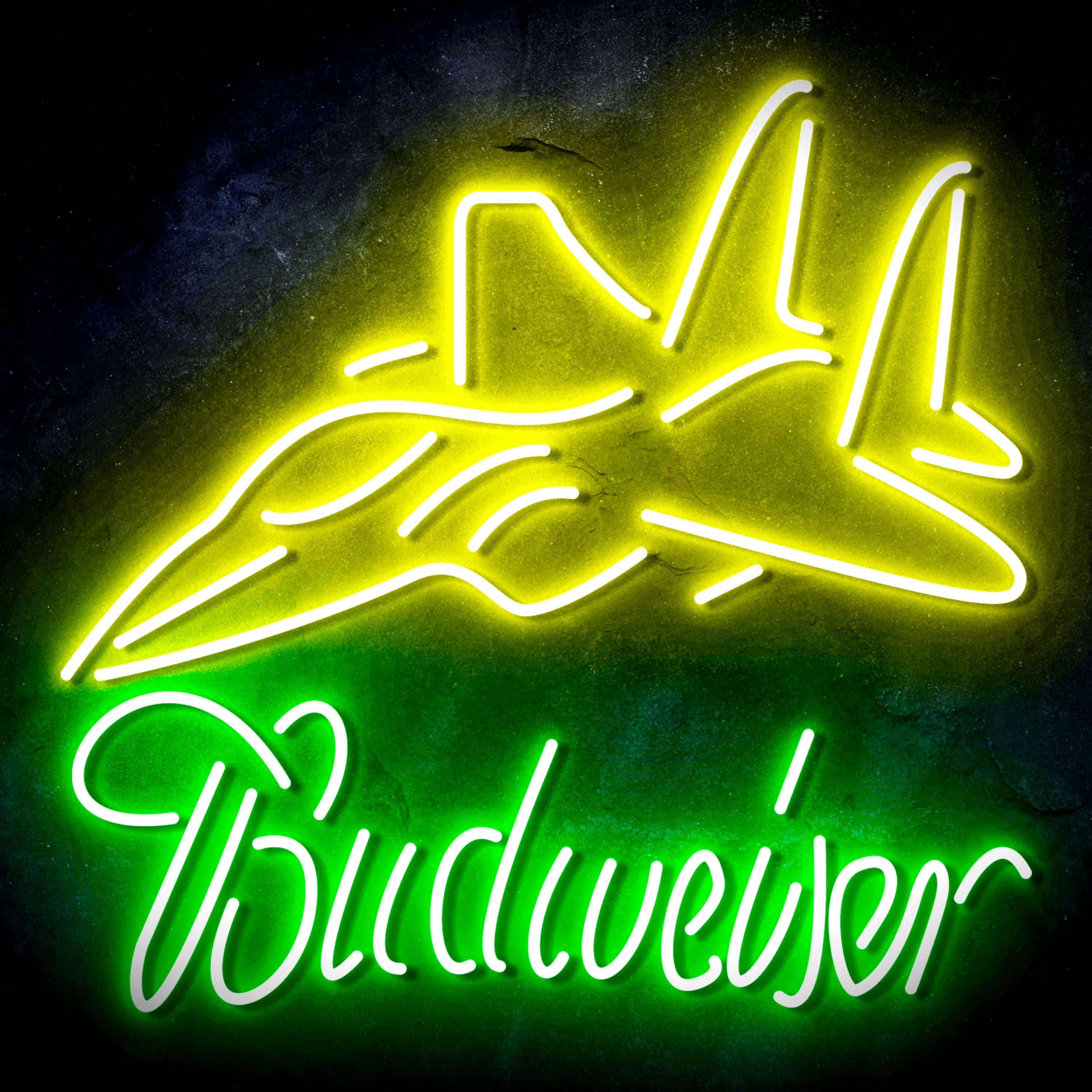 Budweiser with Jet Fighter Flex Neon-like LED Sign