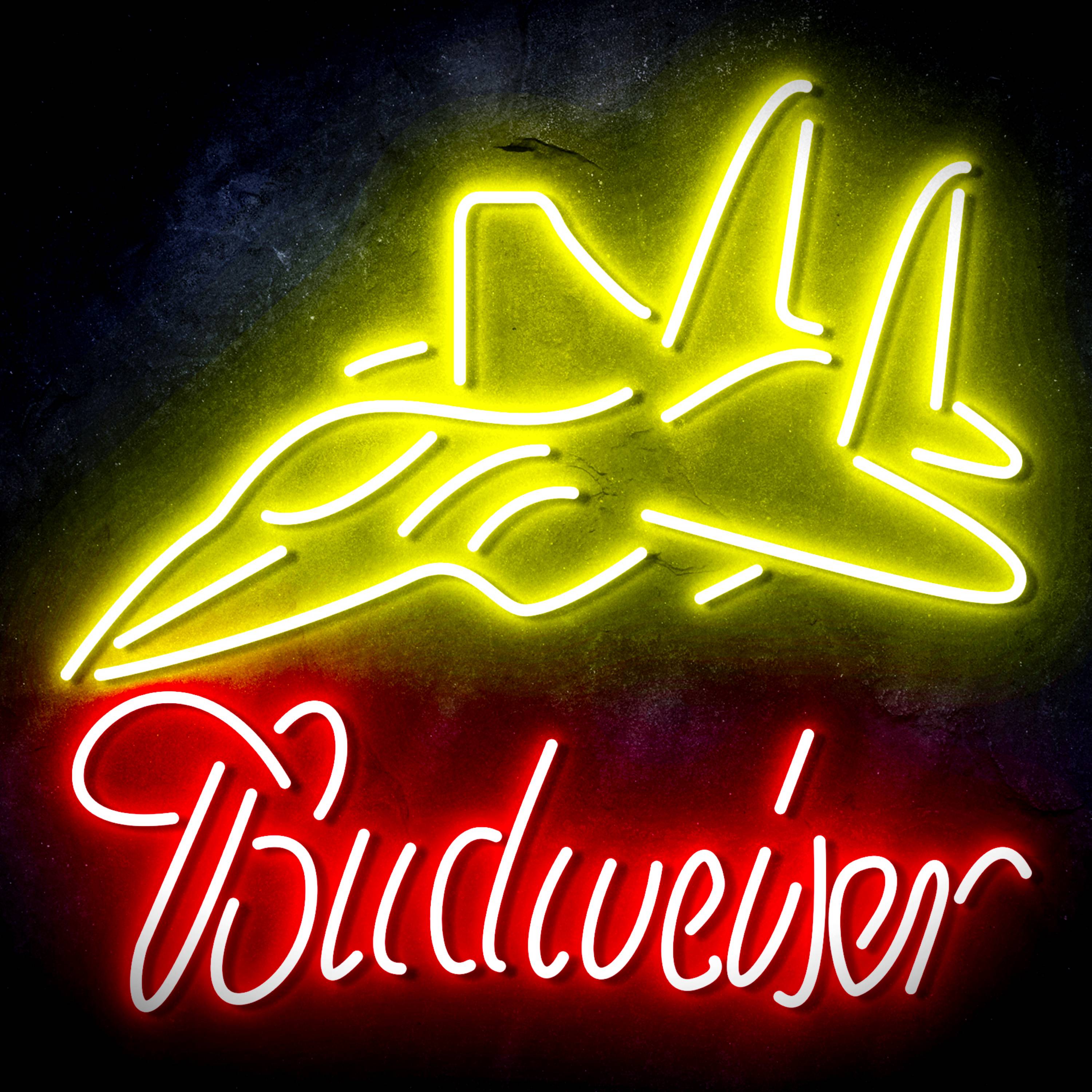 Blue Jet Sign Budweiser with Jet Fighter Neon-like Sign Beer Bar Decor -LEDLABCAVE