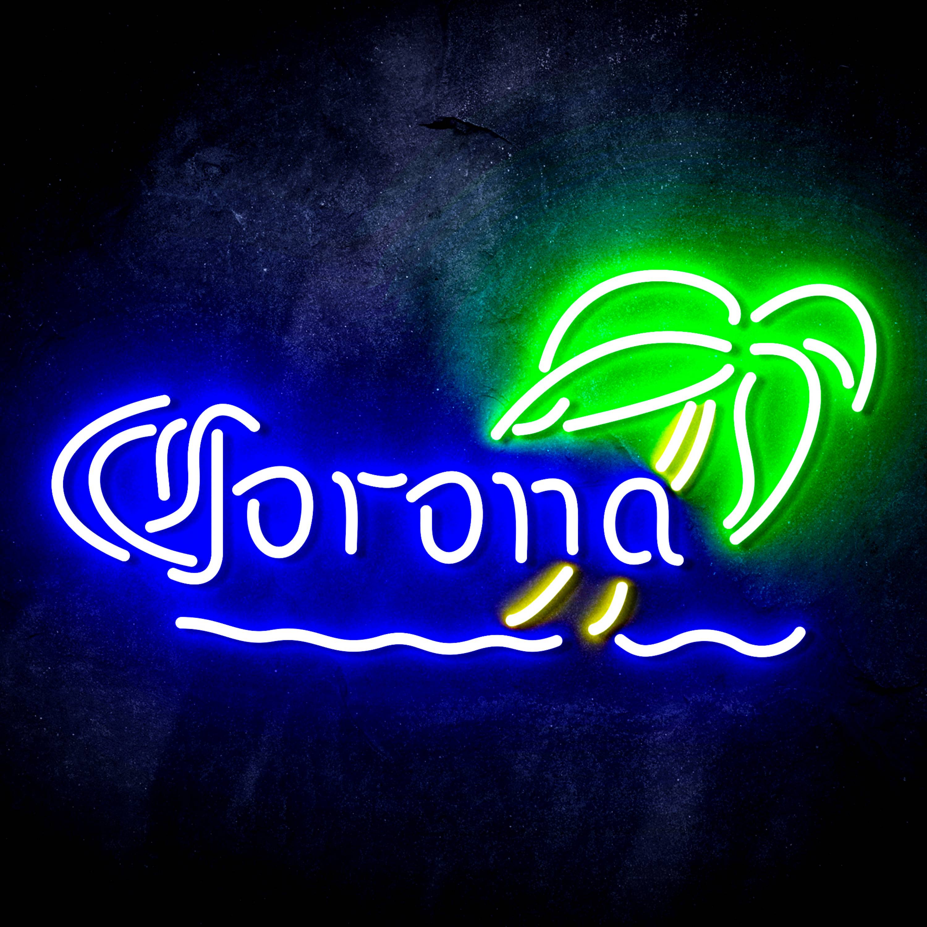 Corona with Palm Tree Flex Neon-like LED Sign