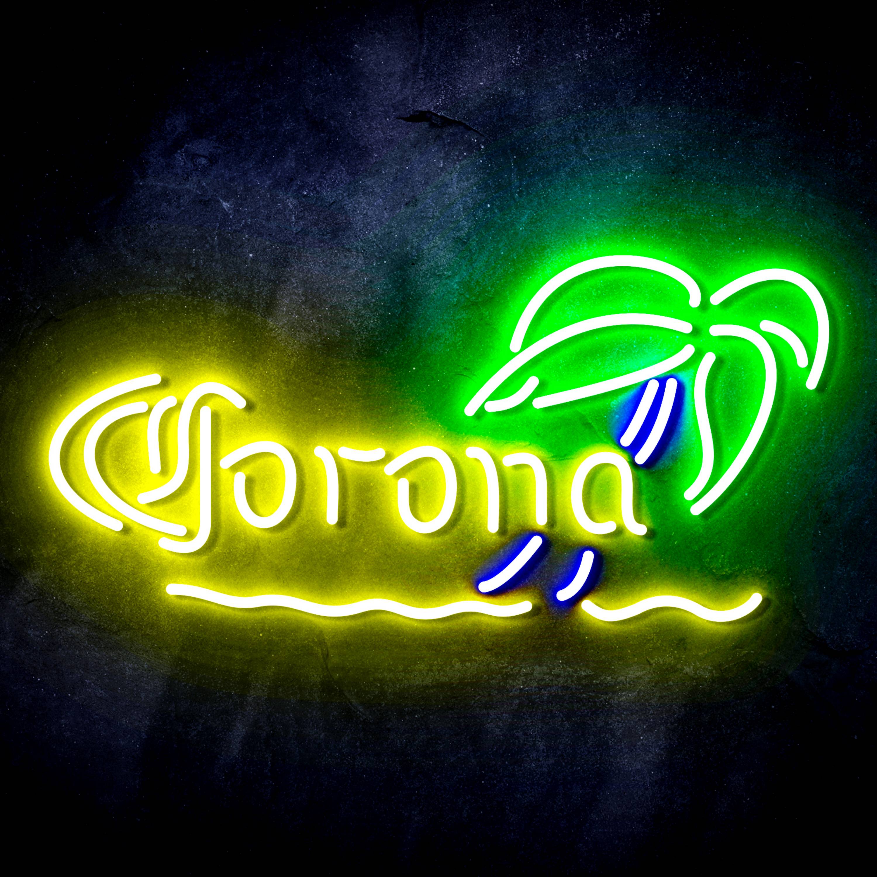 Corona with Palm Tree Flex Neon-like LED Sign