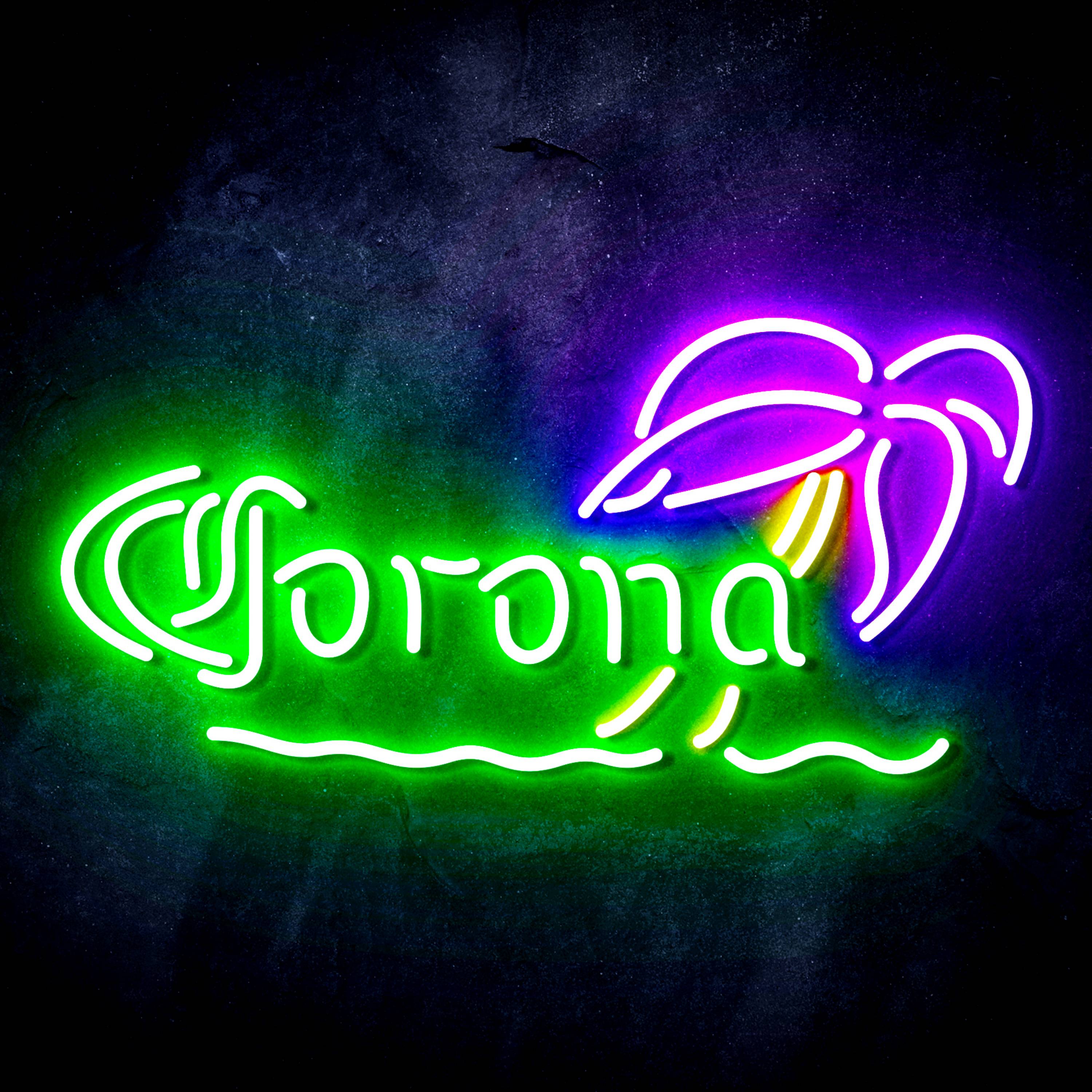 Corona with Palm Tree Flex Neon-like LED Sign