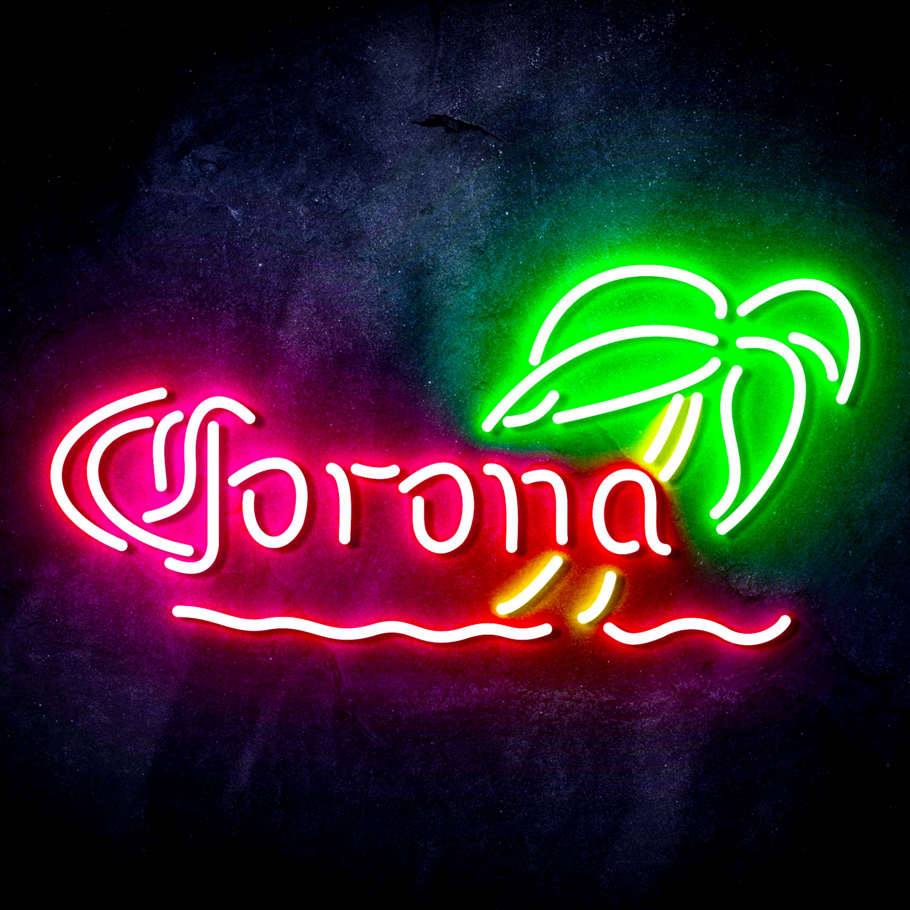 Corona with Palm Tree Flex Neon-like LED Sign