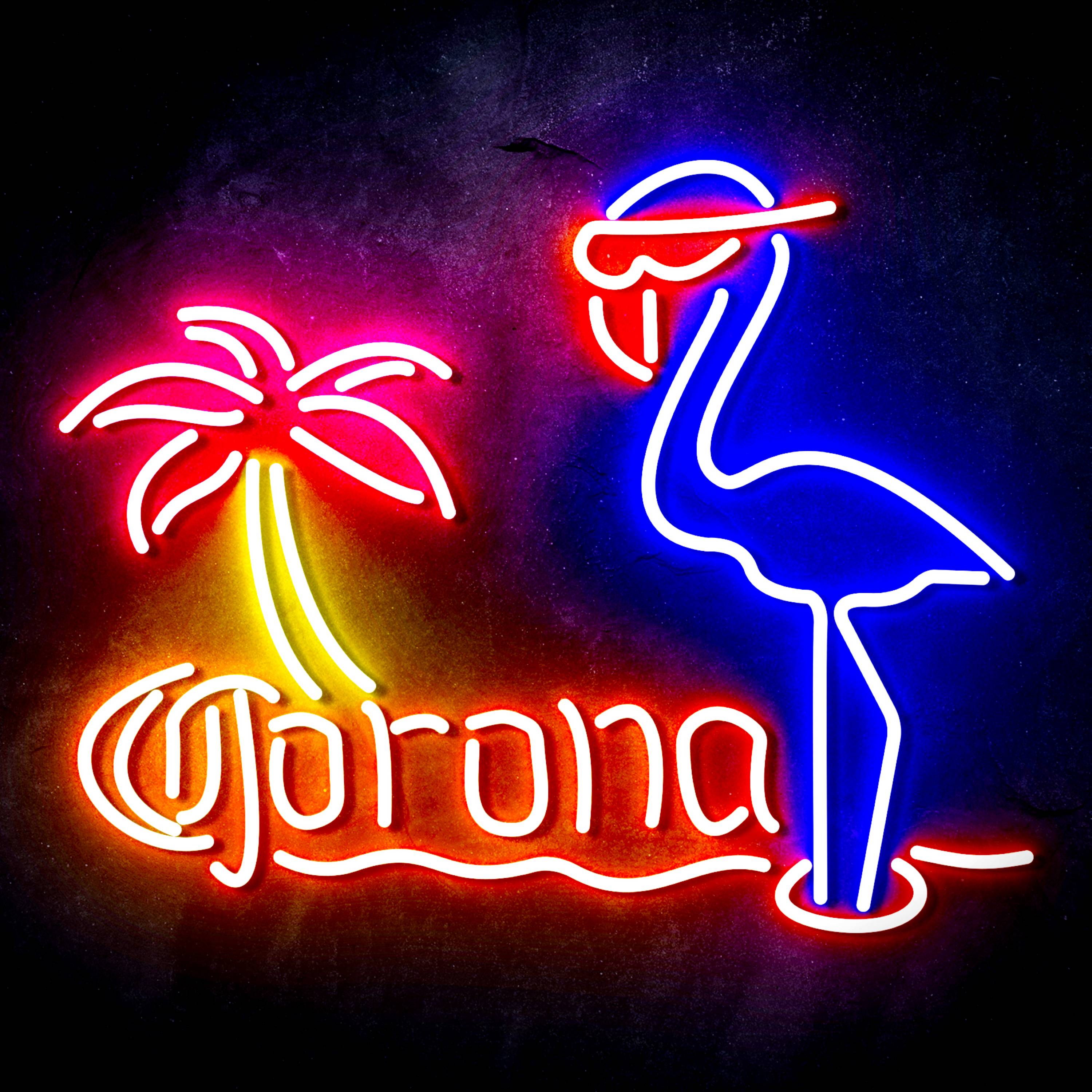 Corona with Flammingo Flex Neon-like LED Sign