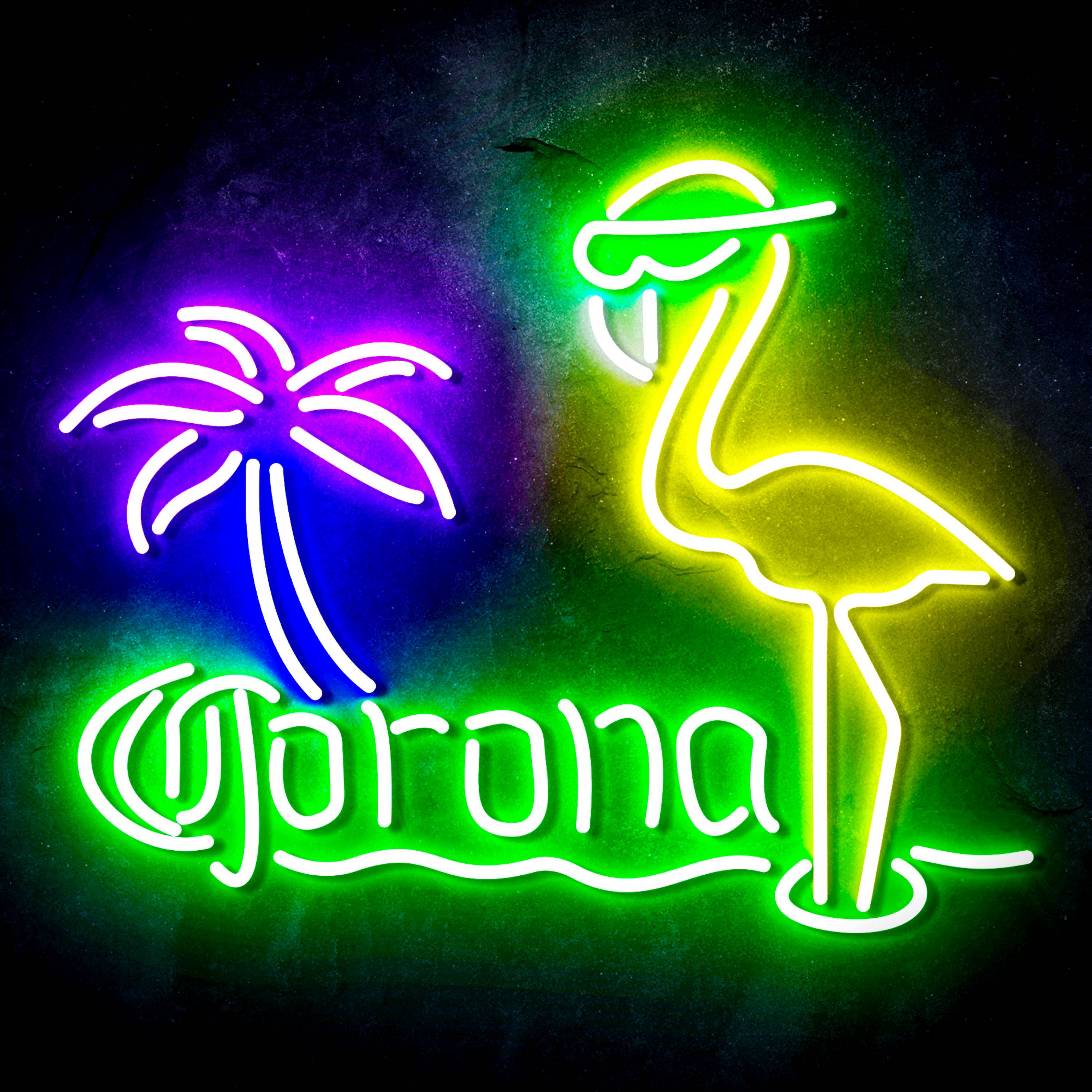 Corona with Flammingo Flex Neon-like LED Sign