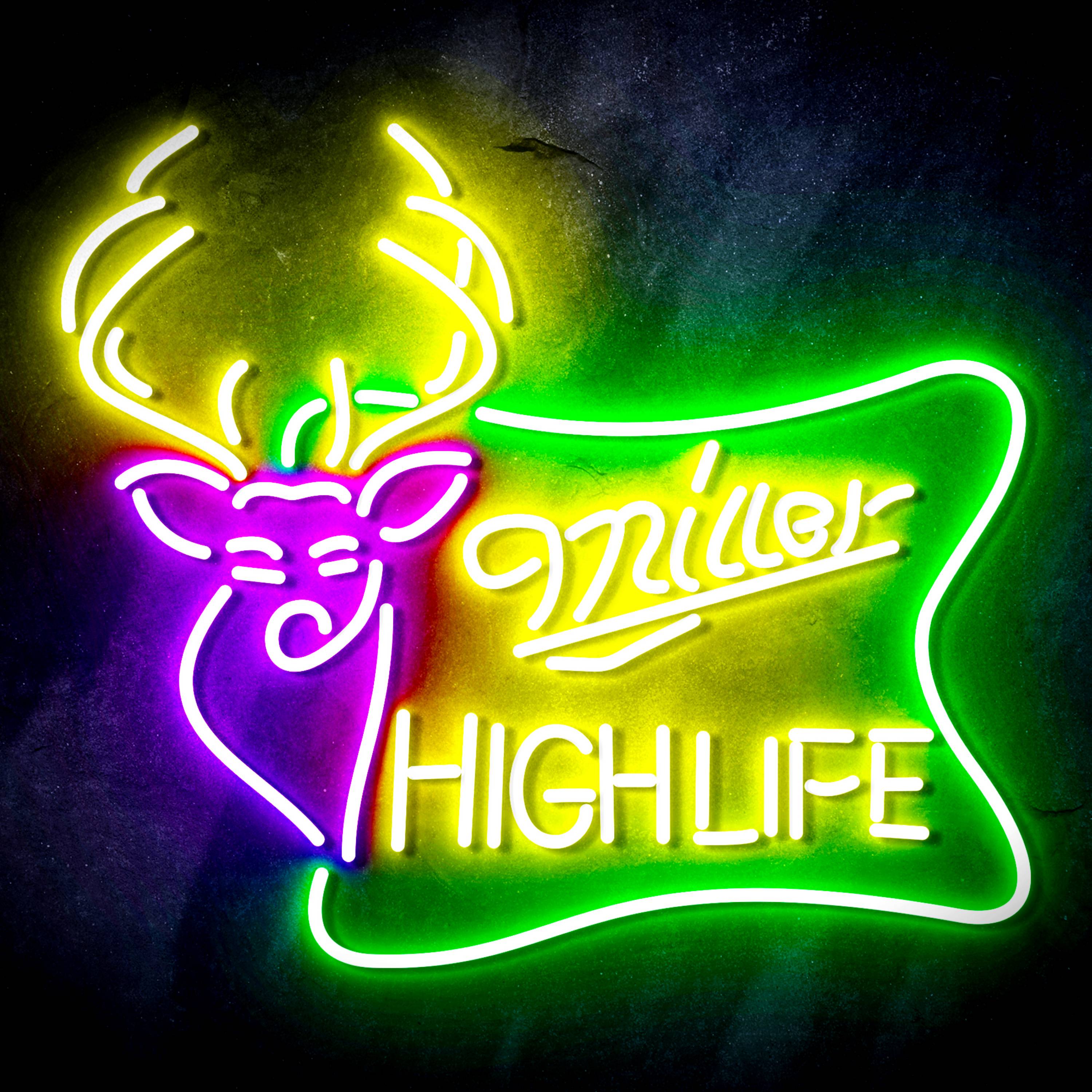 Miller High Life with Deer Head Flex Neon-like LED Sign