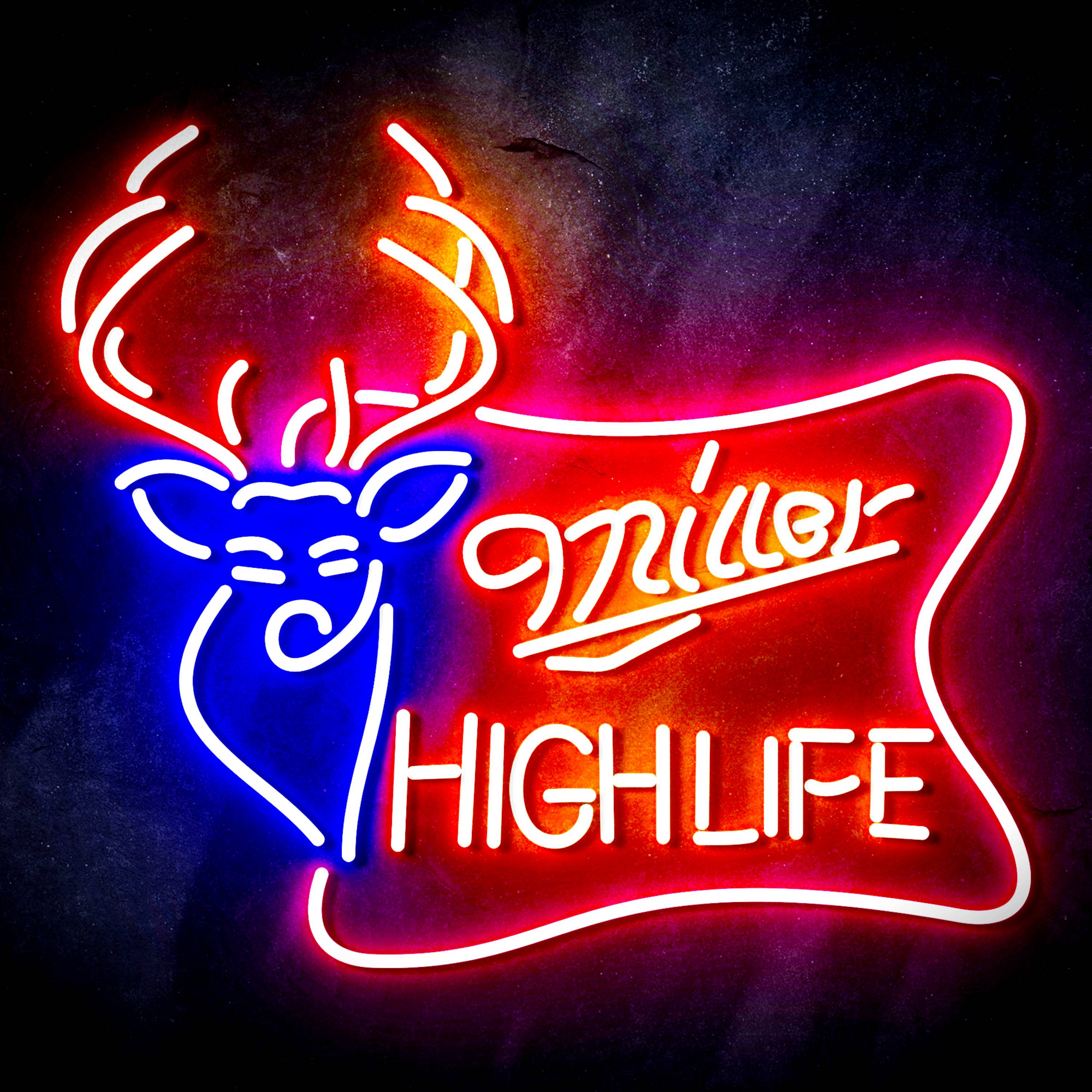 Miller High Life with Deer Head Flex Neon-like LED Sign