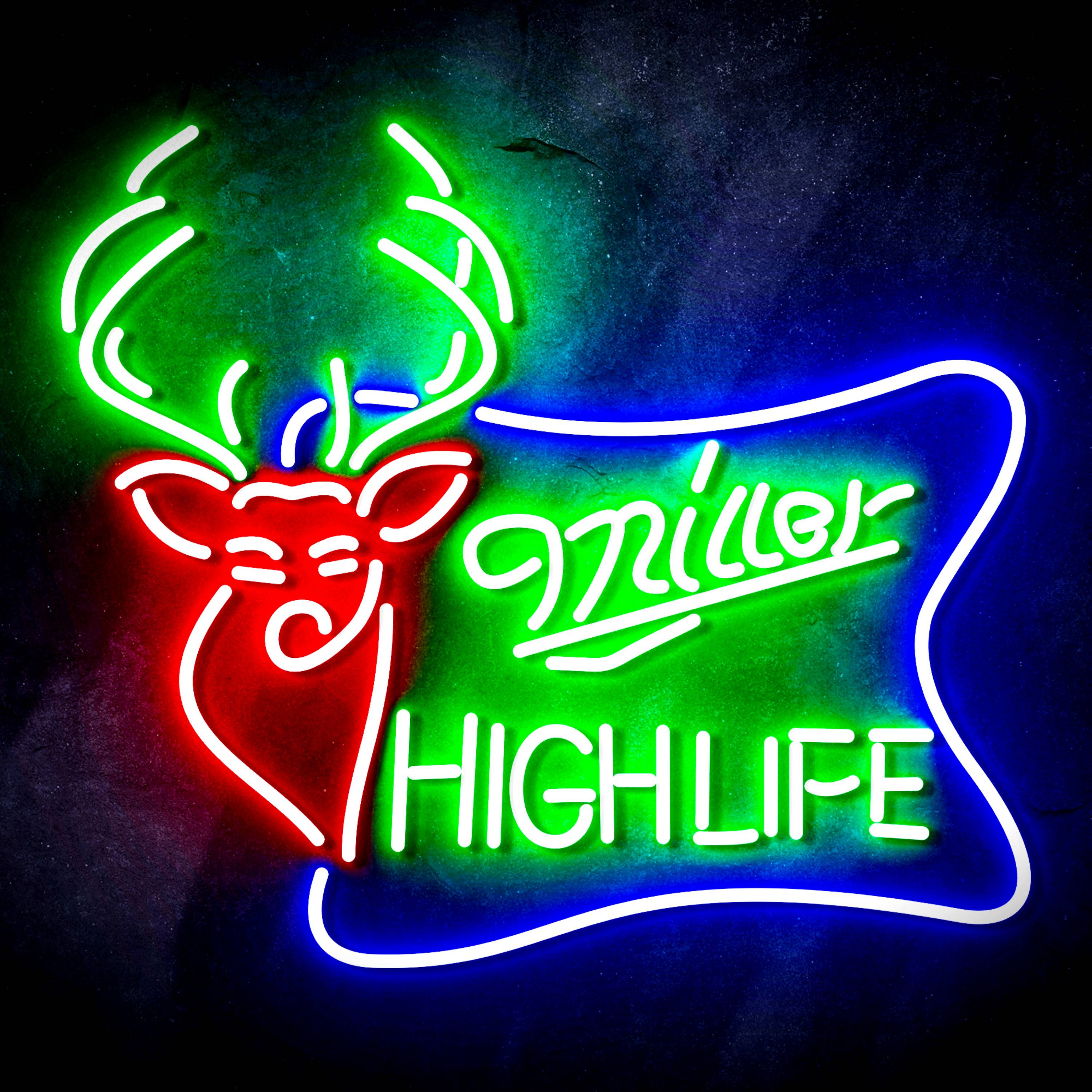 Miller High Life with Deer Head Flex Neon-like LED Sign