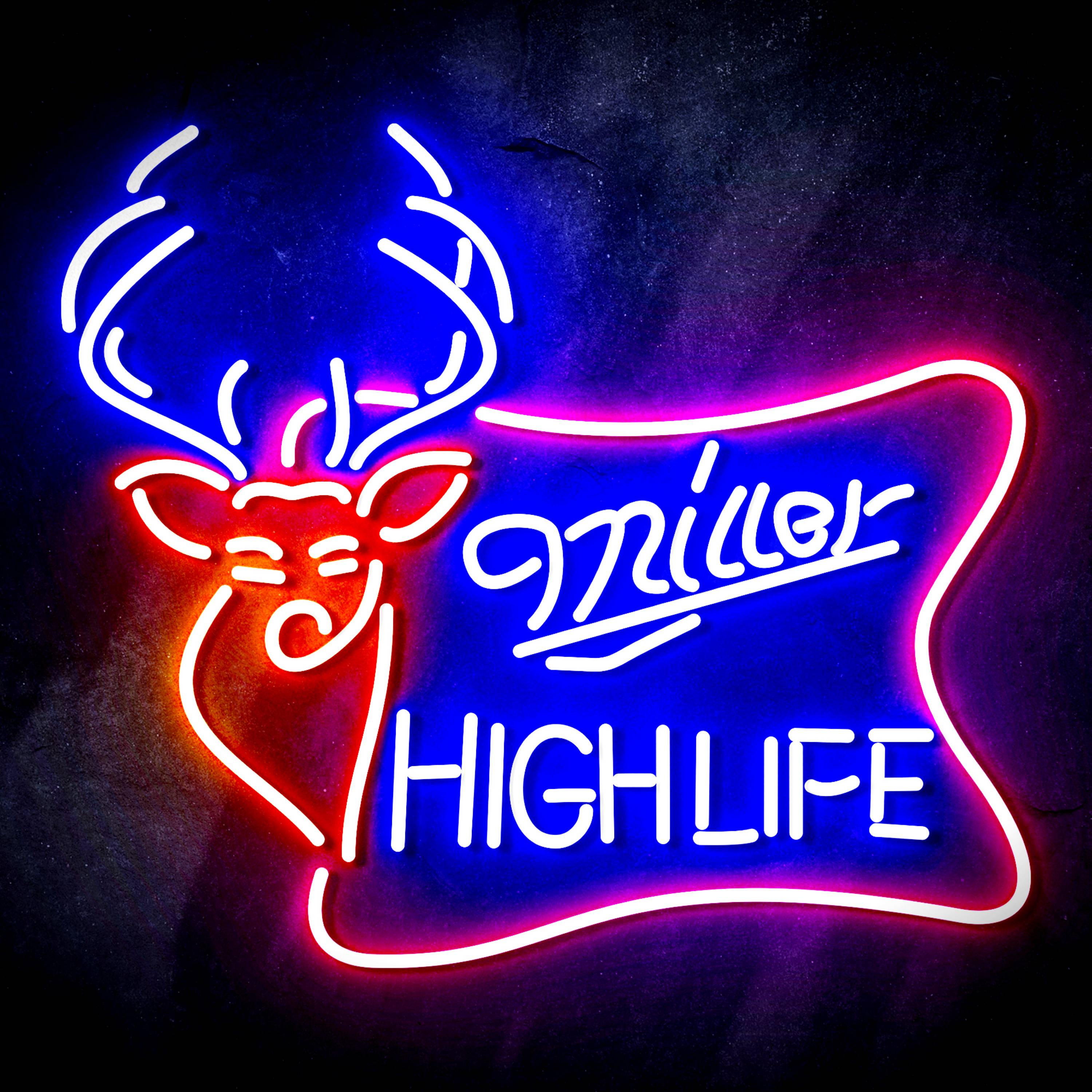 Miller High Life with Deer Head Flex Neon-like LED Sign