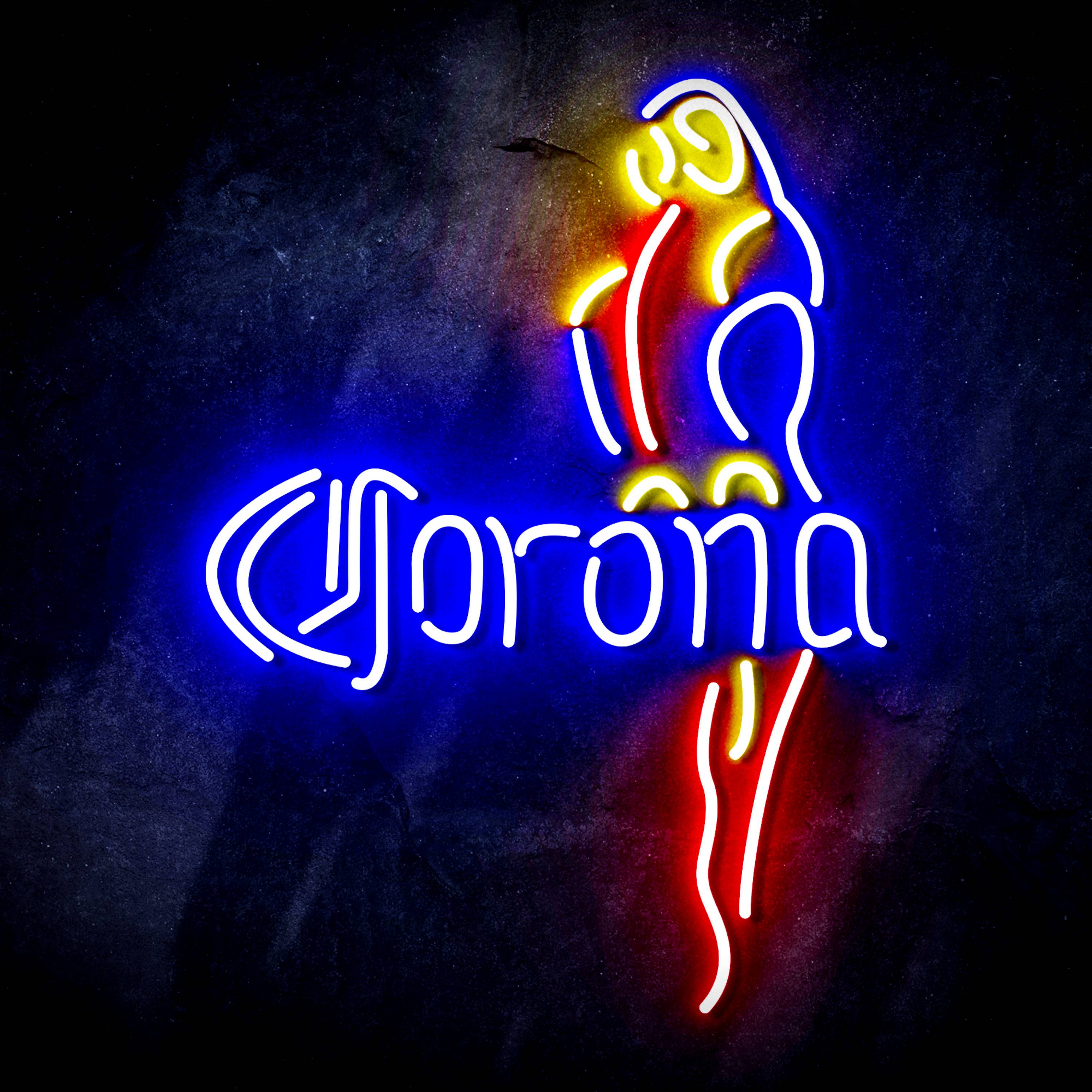 Corona with Parrot Flex Neon-like LED Sign