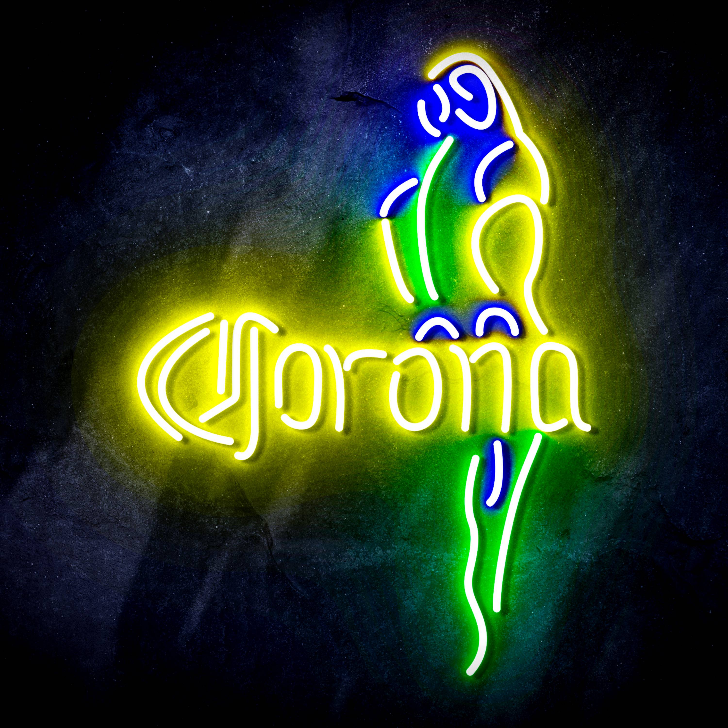 Corona with Parrot Flex Neon-like LED Sign