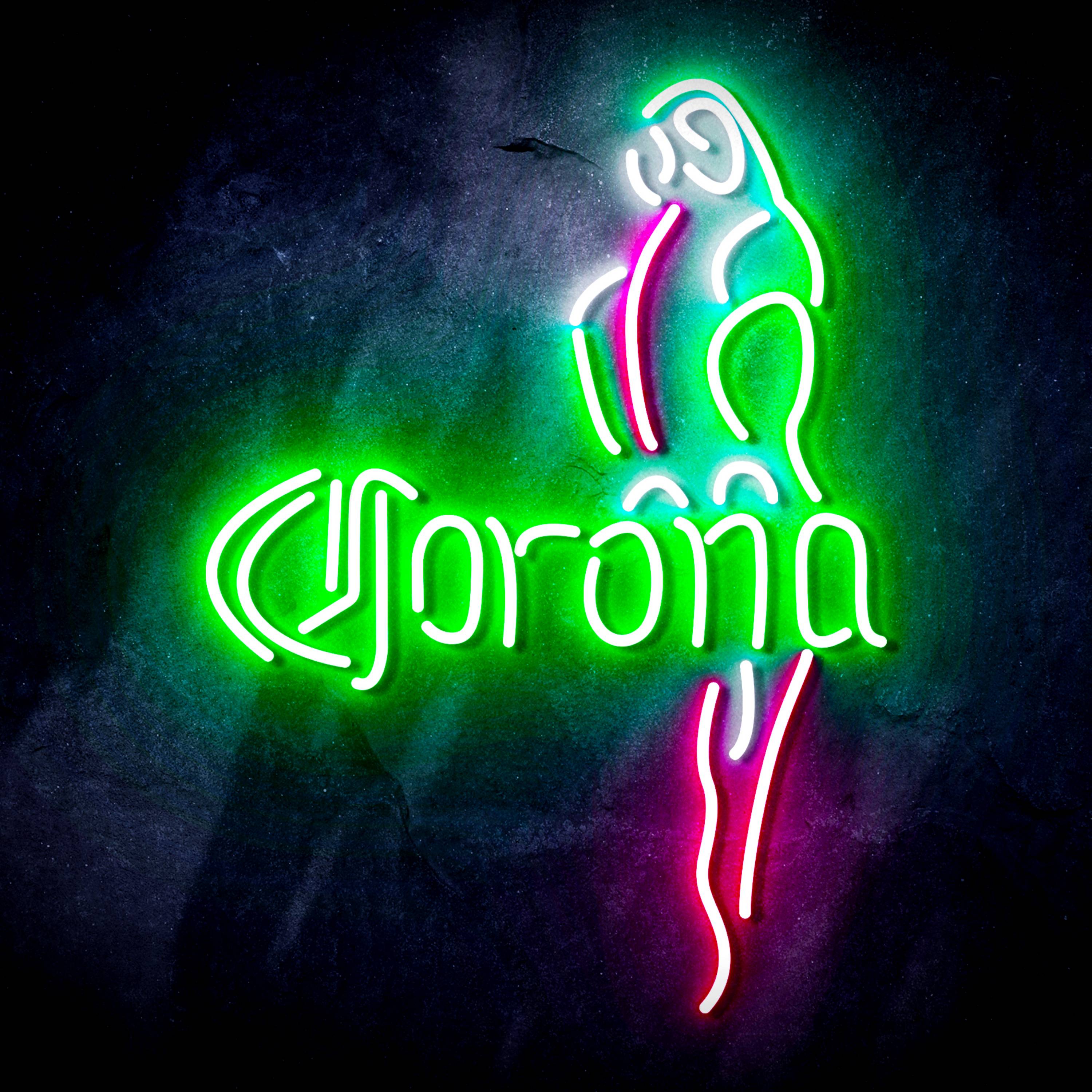 Corona with Parrot Flex Neon-like LED Sign