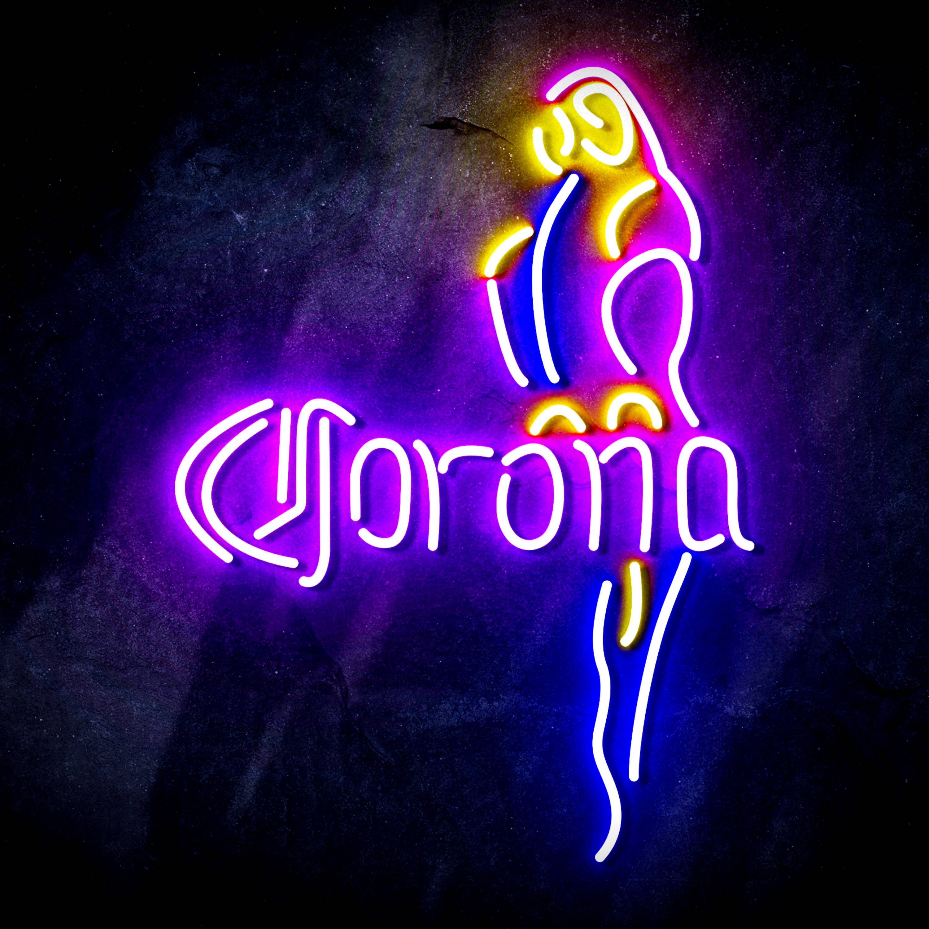 Corona with Parrot Flex Neon-like LED Sign